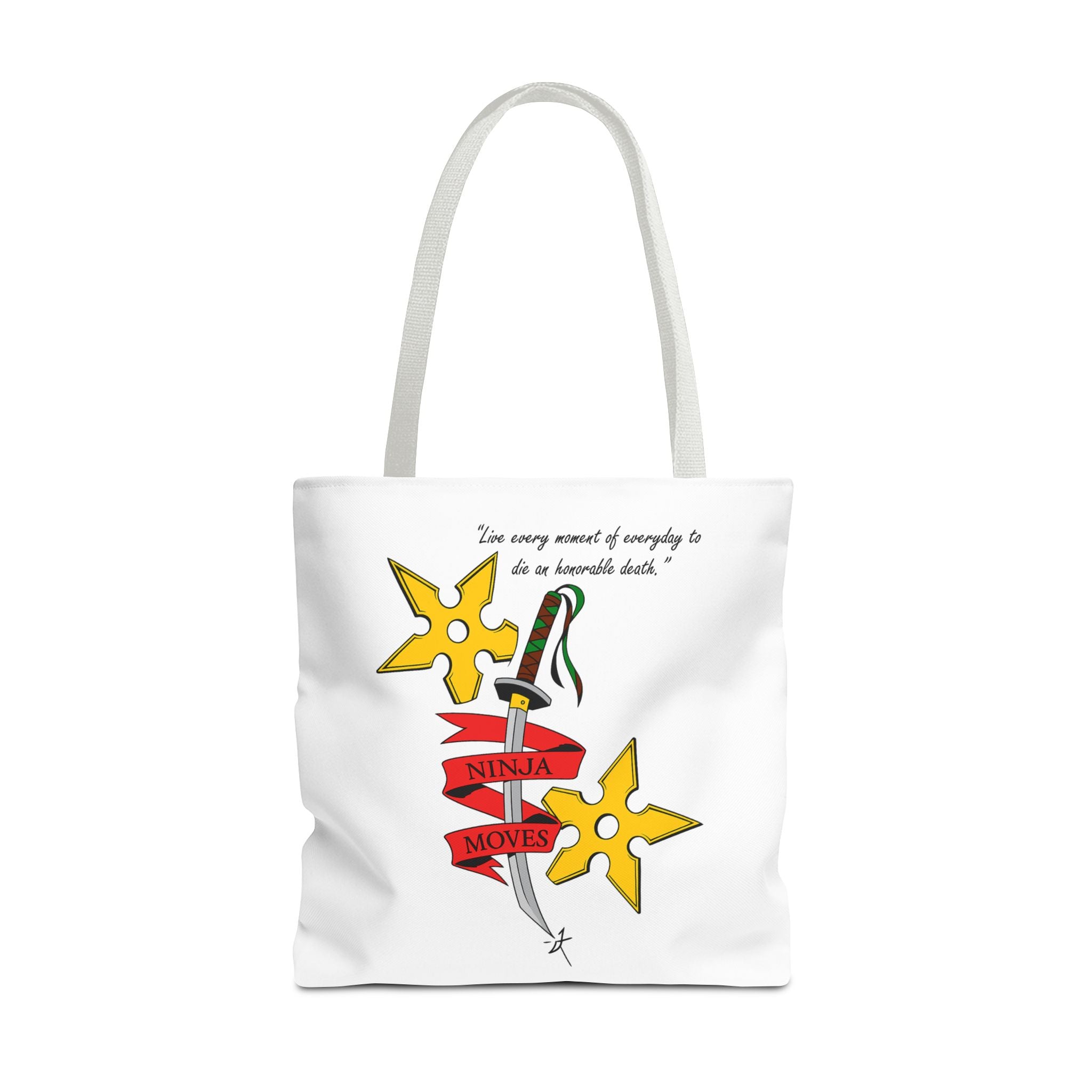 Honorable Death Tote Bag, Stylish Shopper Bag, Gift for Martial Arts Fans, Unique Graphic Tote, Motivational Quote Bag