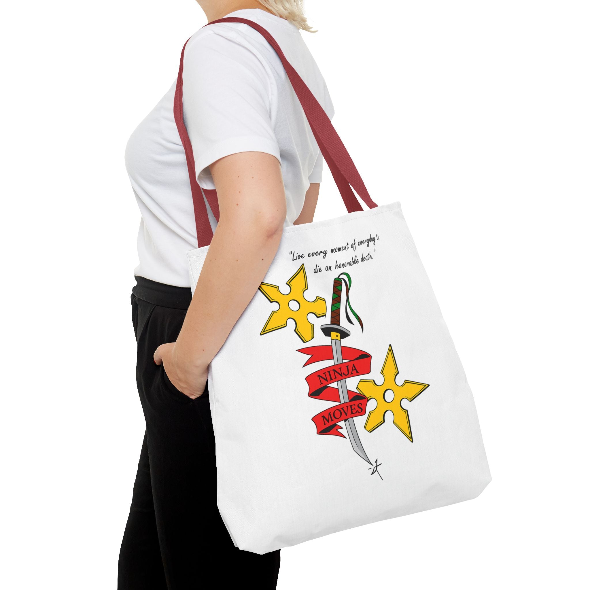 Honorable Death Tote Bag, Stylish Shopper Bag, Gift for Martial Arts Fans, Unique Graphic Tote, Motivational Quote Bag