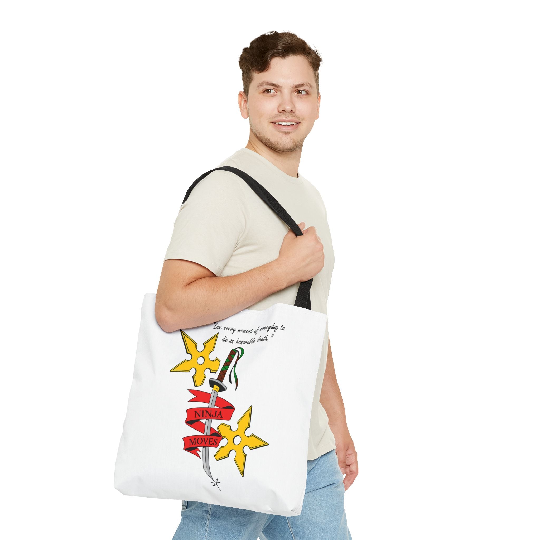 Honorable Death Tote Bag, Stylish Shopper Bag, Gift for Martial Arts Fans, Unique Graphic Tote, Motivational Quote Bag