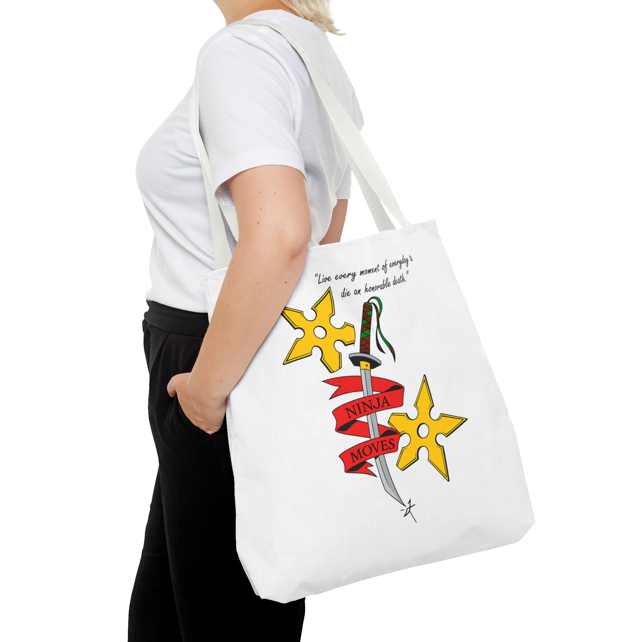 Honorable Death Tote Bag, Stylish Shopper Bag, Gift for Martial Arts Fans, Unique Graphic Tote, Motivational Quote Bag