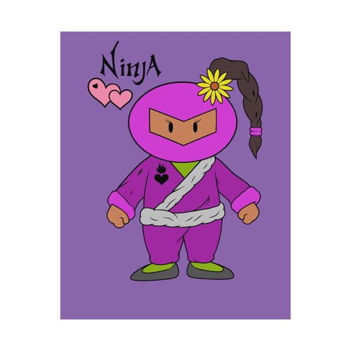 Cute Pink Ninja Poster — Matte Vertical Wall Art ("Ninja" Text)