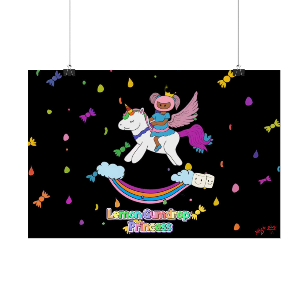 Lemon Gumdrop Princess Rolled Poster — Cute Unicorn Rainbow Wall Art