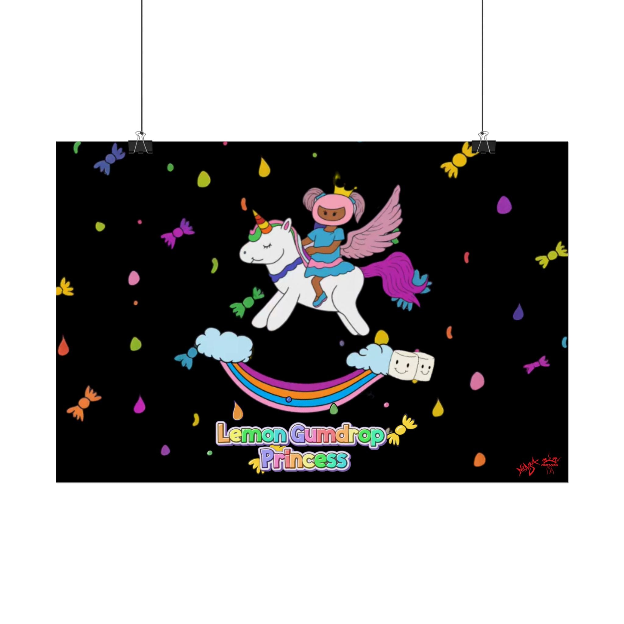Lemon Gumdrop Princess Rolled Poster — Cute Unicorn Rainbow Wall Art