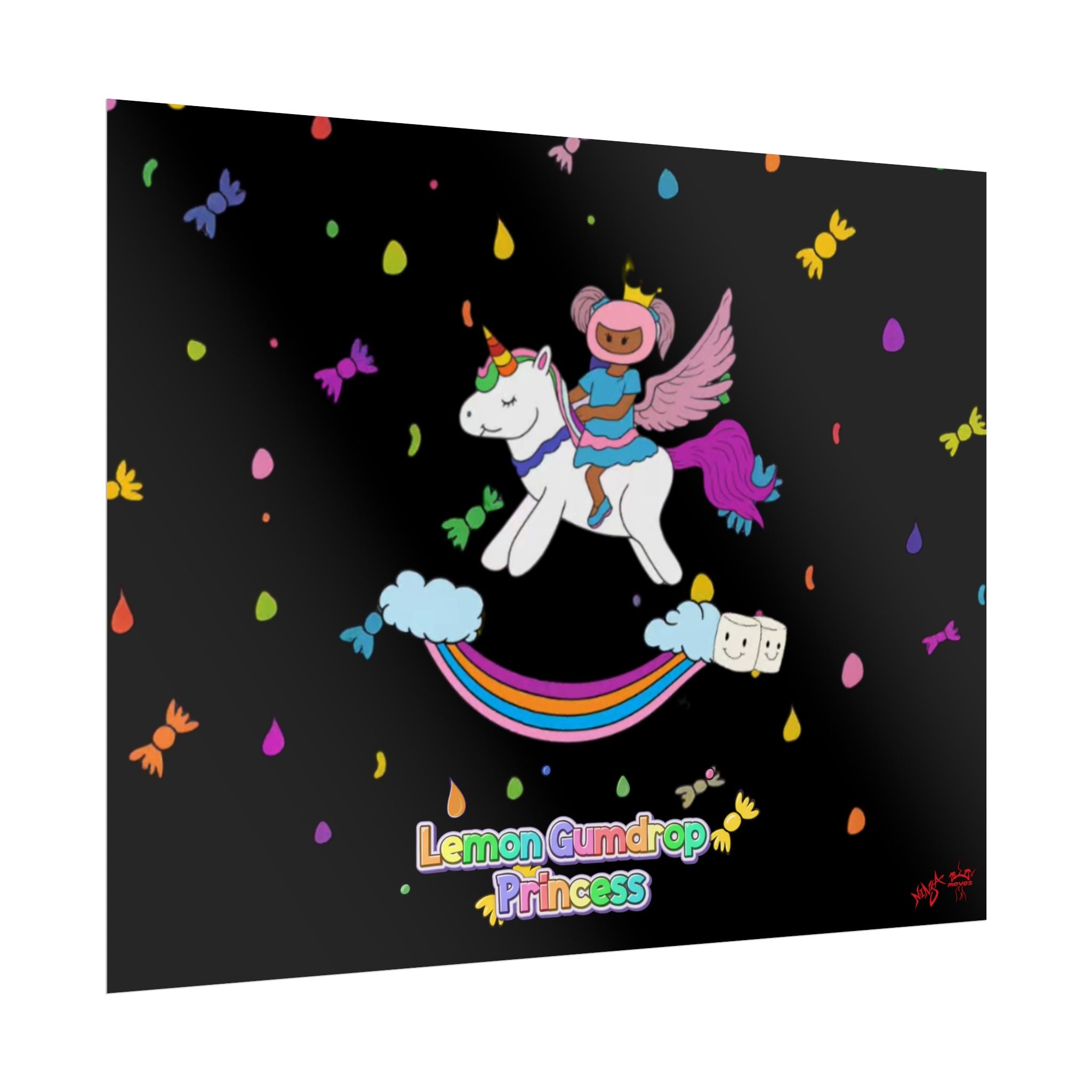Lemon Gumdrop Princess Rolled Poster — Cute Unicorn Rainbow Wall Art