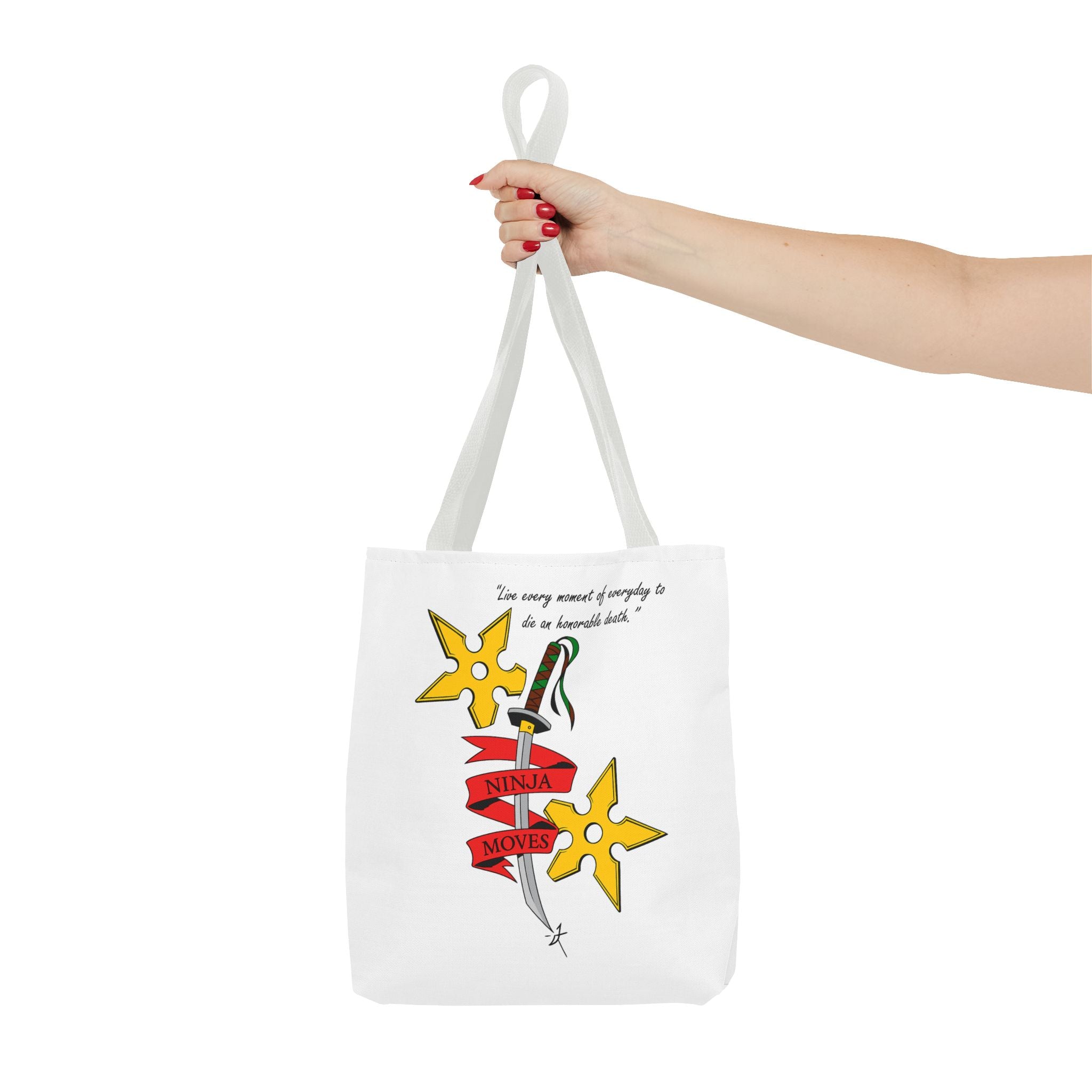 Honorable Death Tote Bag, Stylish Shopper Bag, Gift for Martial Arts Fans, Unique Graphic Tote, Motivational Quote Bag