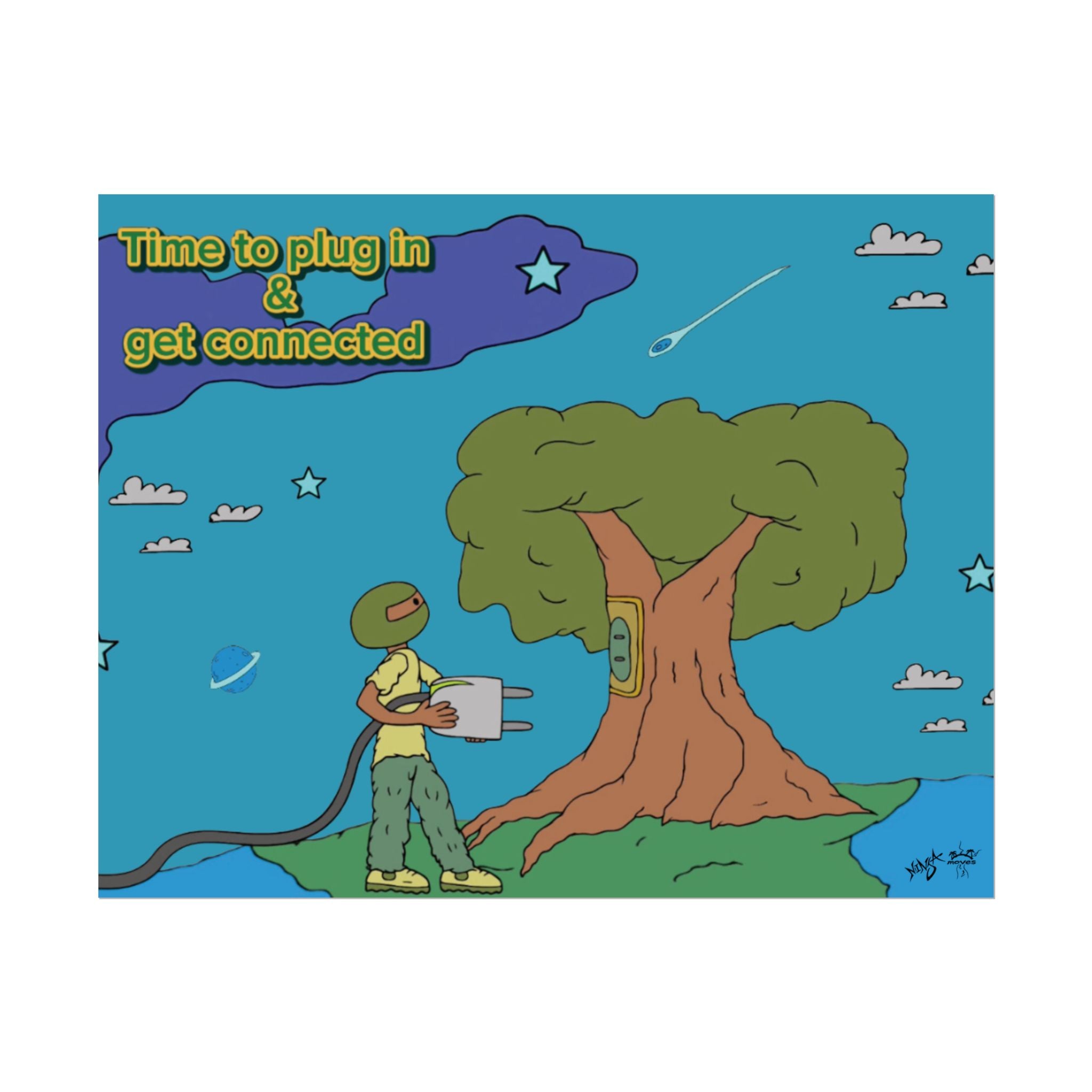 Rolled Poster — "Time to Plug In & Get Connected" Motivational Tech Wall Art