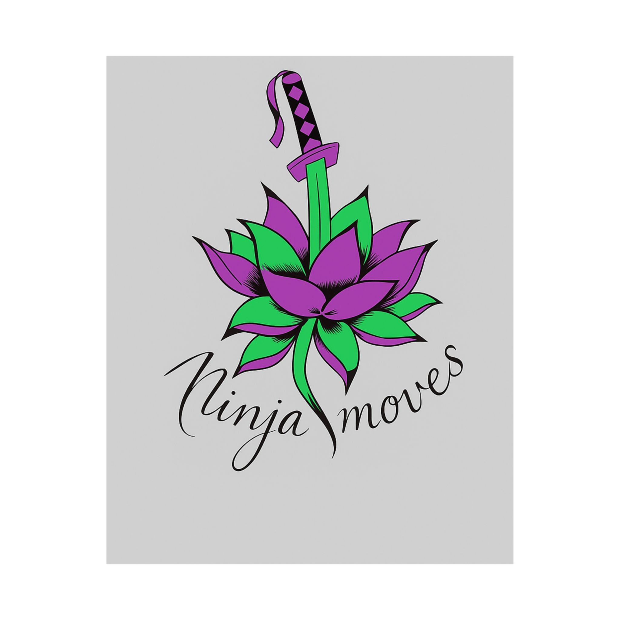 Ninja Moves Matte Poster — Purple Lotus Sword Wall Art