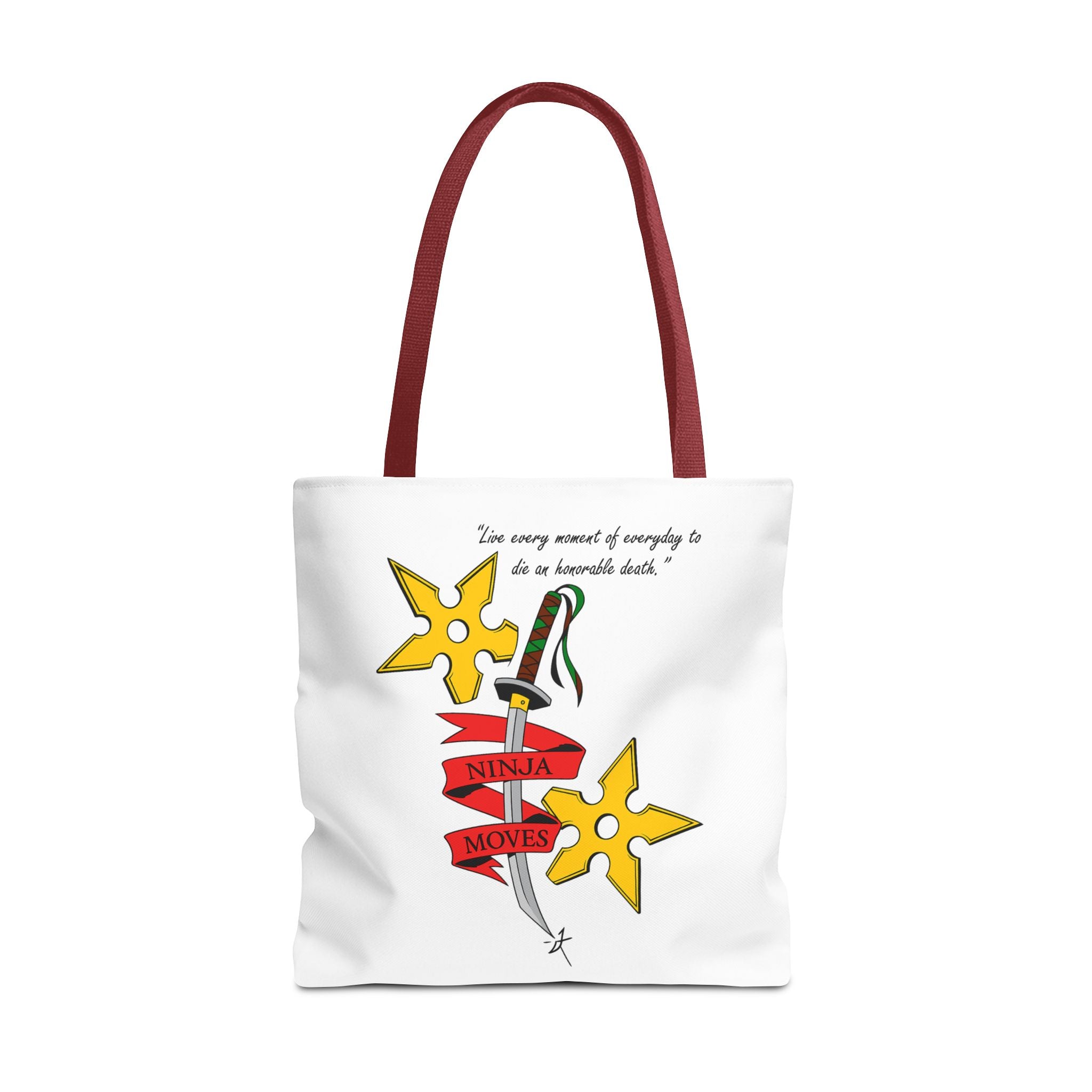 Honorable Death Tote Bag, Stylish Shopper Bag, Gift for Martial Arts Fans, Unique Graphic Tote, Motivational Quote Bag