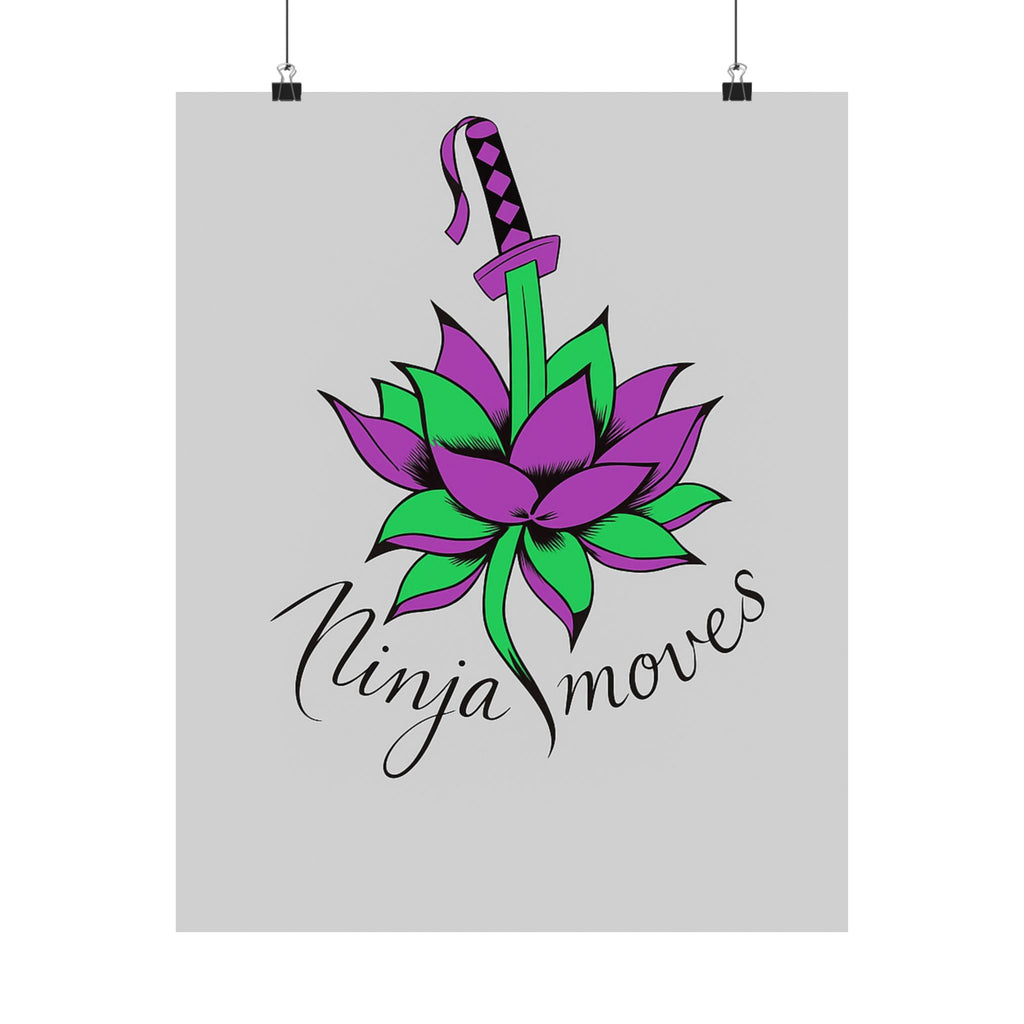 Ninja Moves Matte Poster — Purple Lotus Sword Wall Art