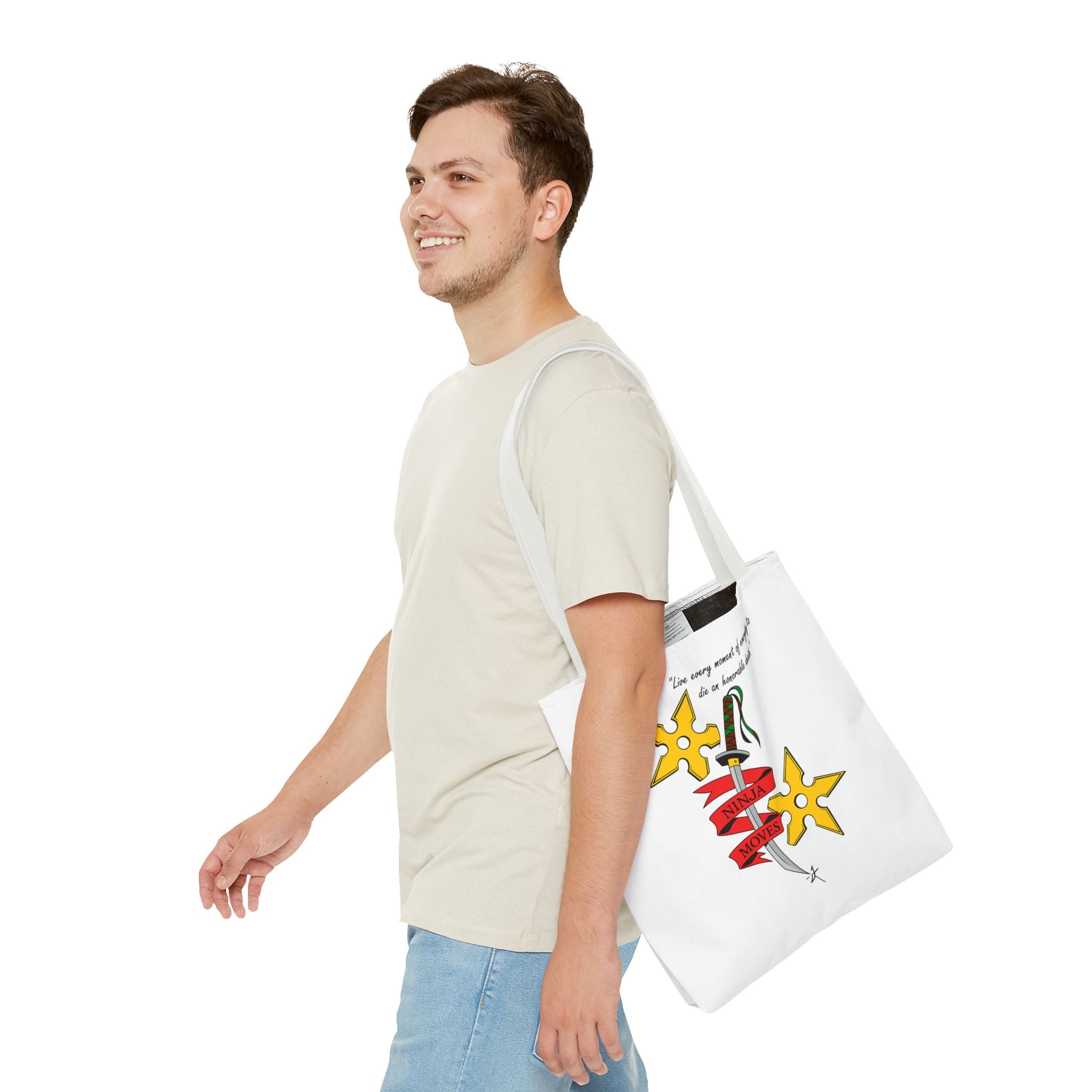 Honorable Death Tote Bag, Stylish Shopper Bag, Gift for Martial Arts Fans, Unique Graphic Tote, Motivational Quote Bag