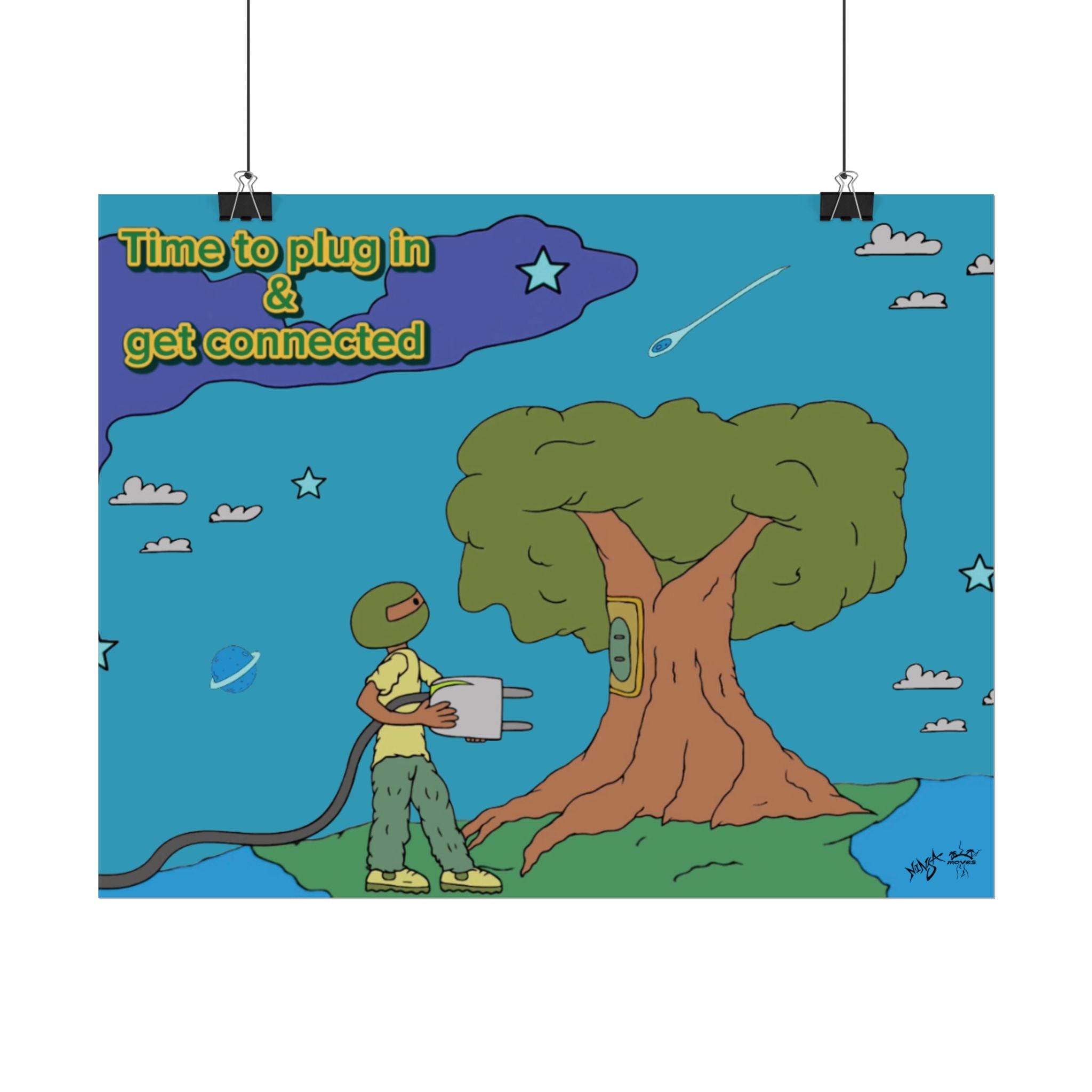 Rolled Poster — "Time to Plug In & Get Connected" Motivational Tech Wall Art