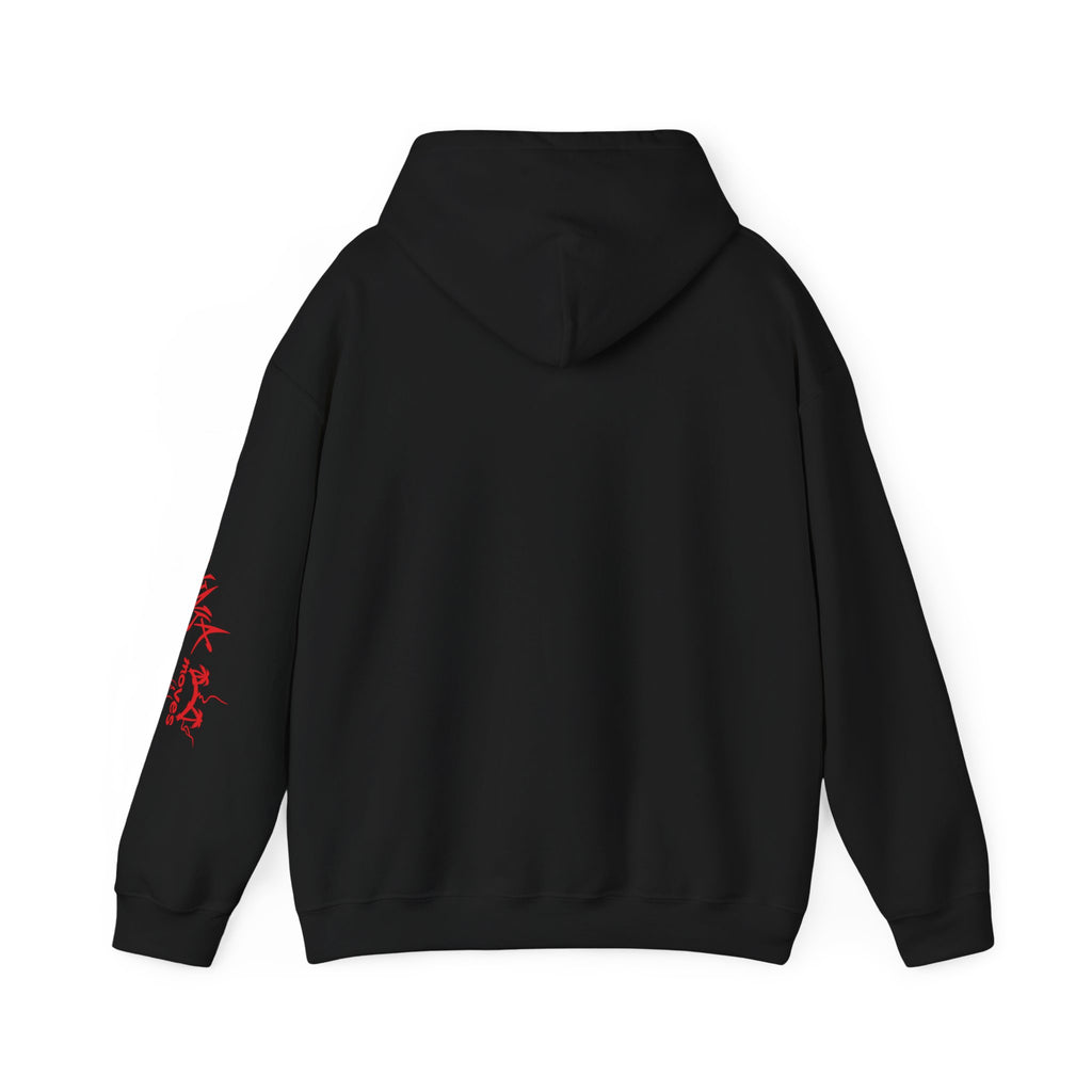 Ninja Moves Hoodie — Brand Ninja Logo with Red Sleeve Kanji