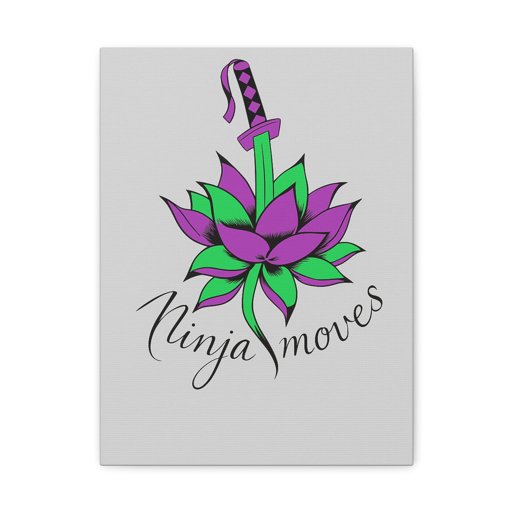 Ninja Moves Lotus Canvas Art — Purple & Green Sword Wall Decor