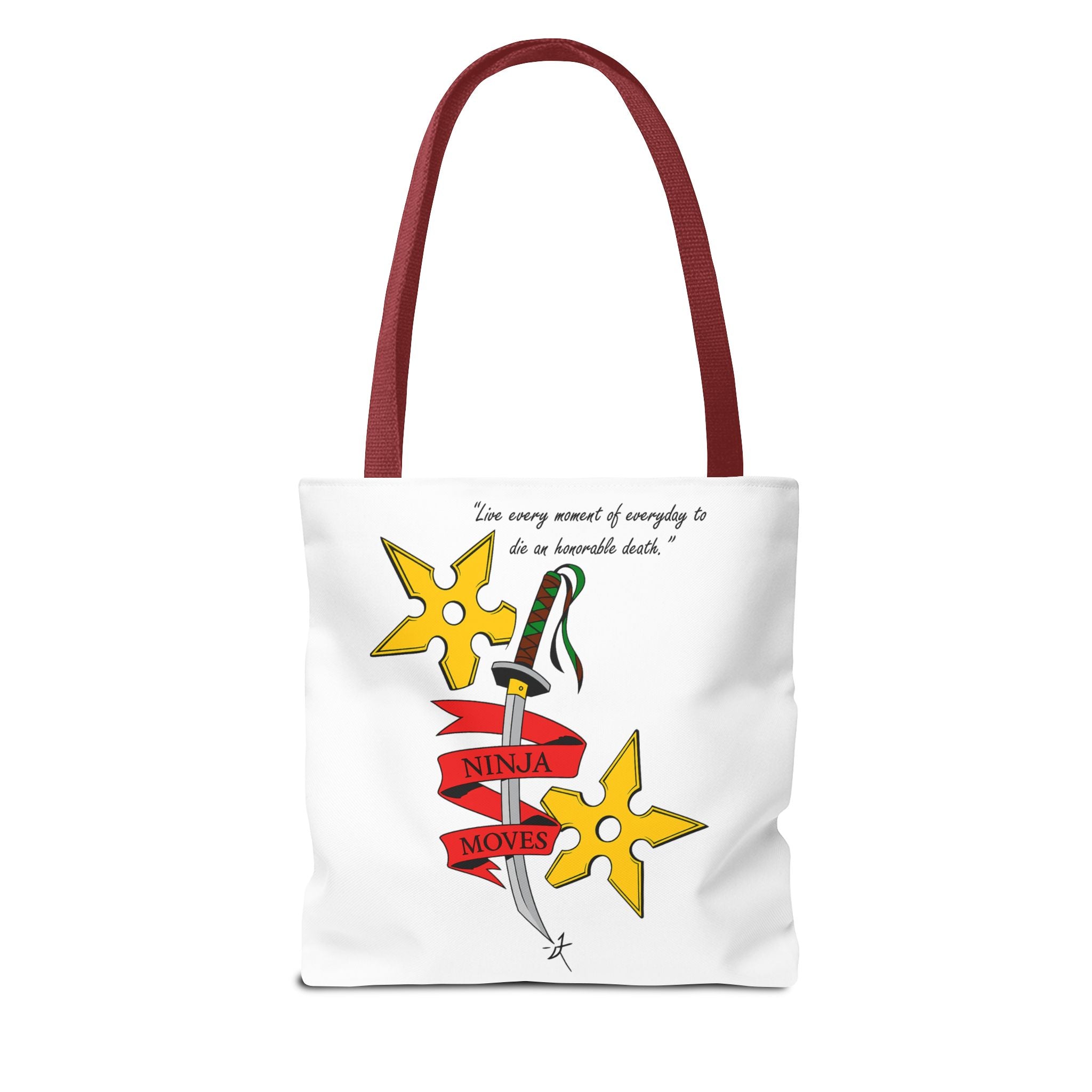 Honorable Death Tote Bag, Stylish Shopper Bag, Gift for Martial Arts Fans, Unique Graphic Tote, Motivational Quote Bag