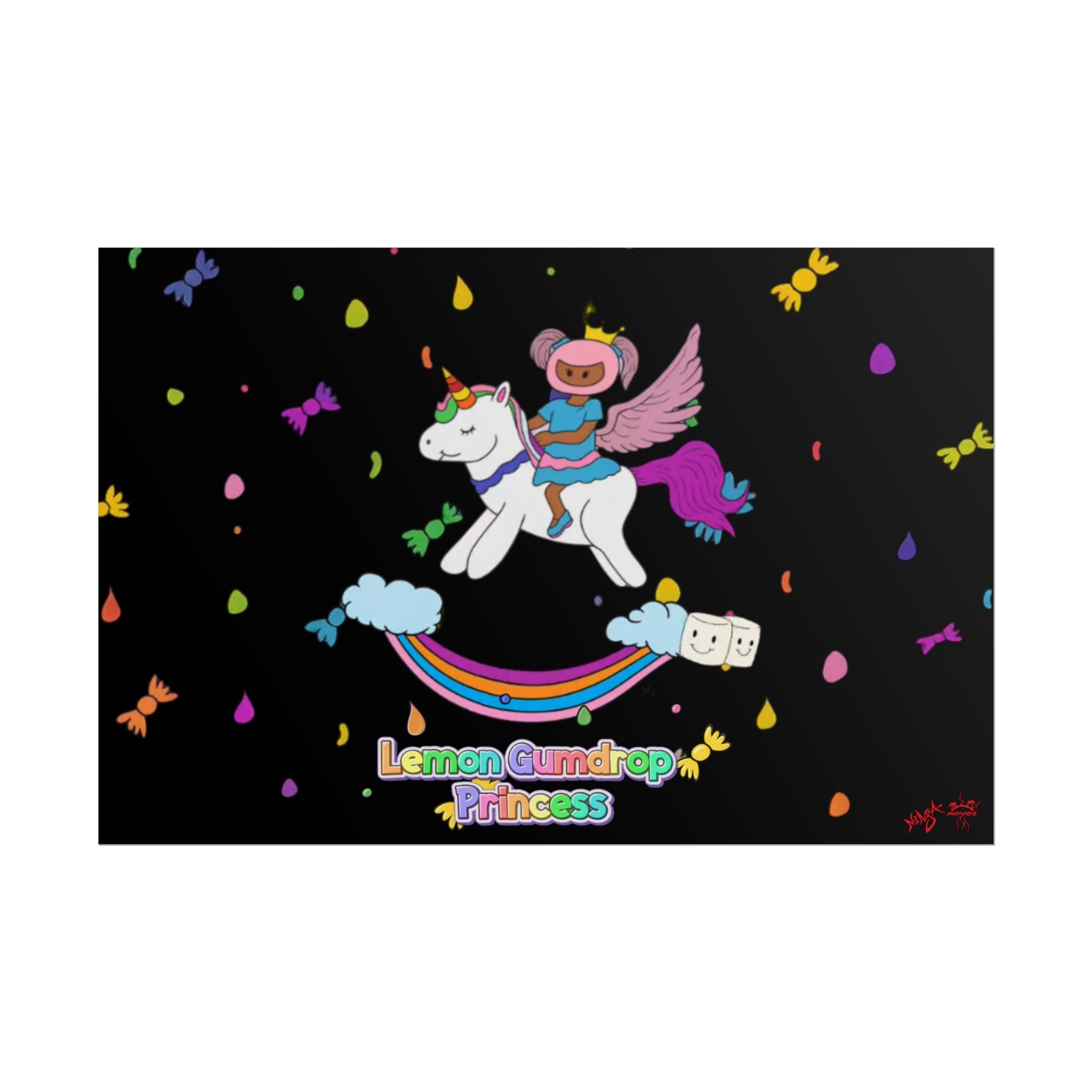 Lemon Gumdrop Princess Rolled Poster — Cute Unicorn Rainbow Wall Art