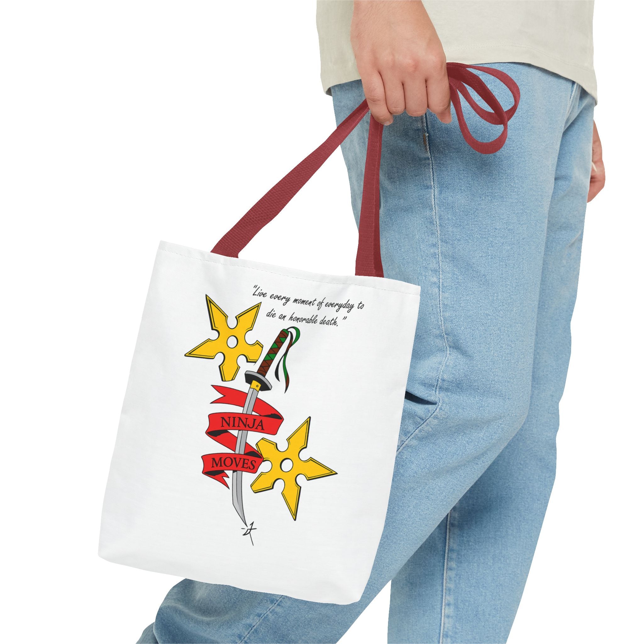 Honorable Death Tote Bag, Stylish Shopper Bag, Gift for Martial Arts Fans, Unique Graphic Tote, Motivational Quote Bag