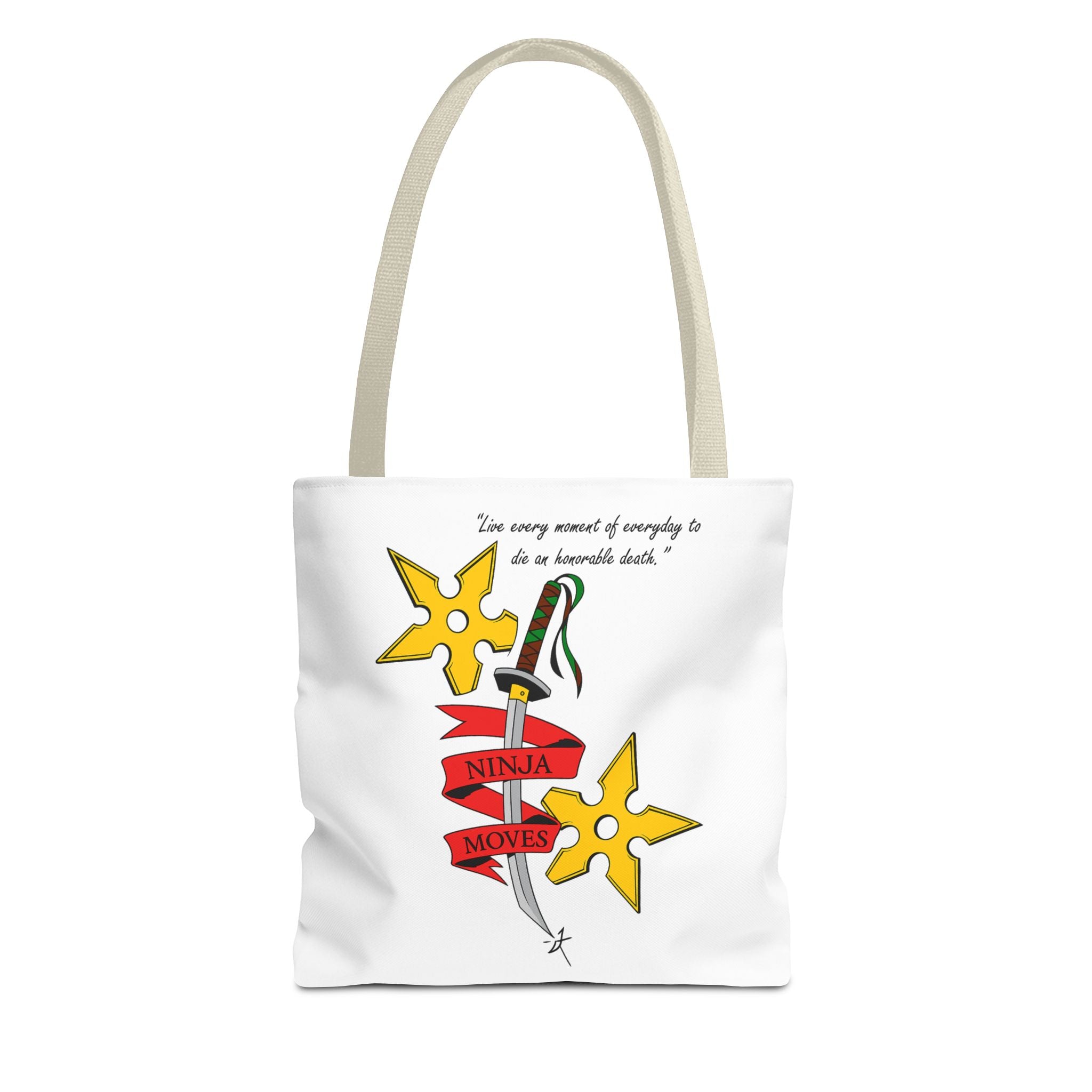 Honorable Death Tote Bag, Stylish Shopper Bag, Gift for Martial Arts Fans, Unique Graphic Tote, Motivational Quote Bag