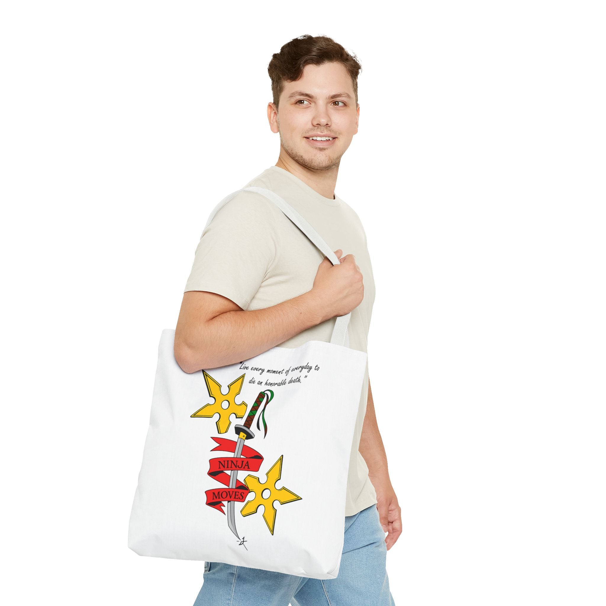 Honorable Death Tote Bag, Stylish Shopper Bag, Gift for Martial Arts Fans, Unique Graphic Tote, Motivational Quote Bag