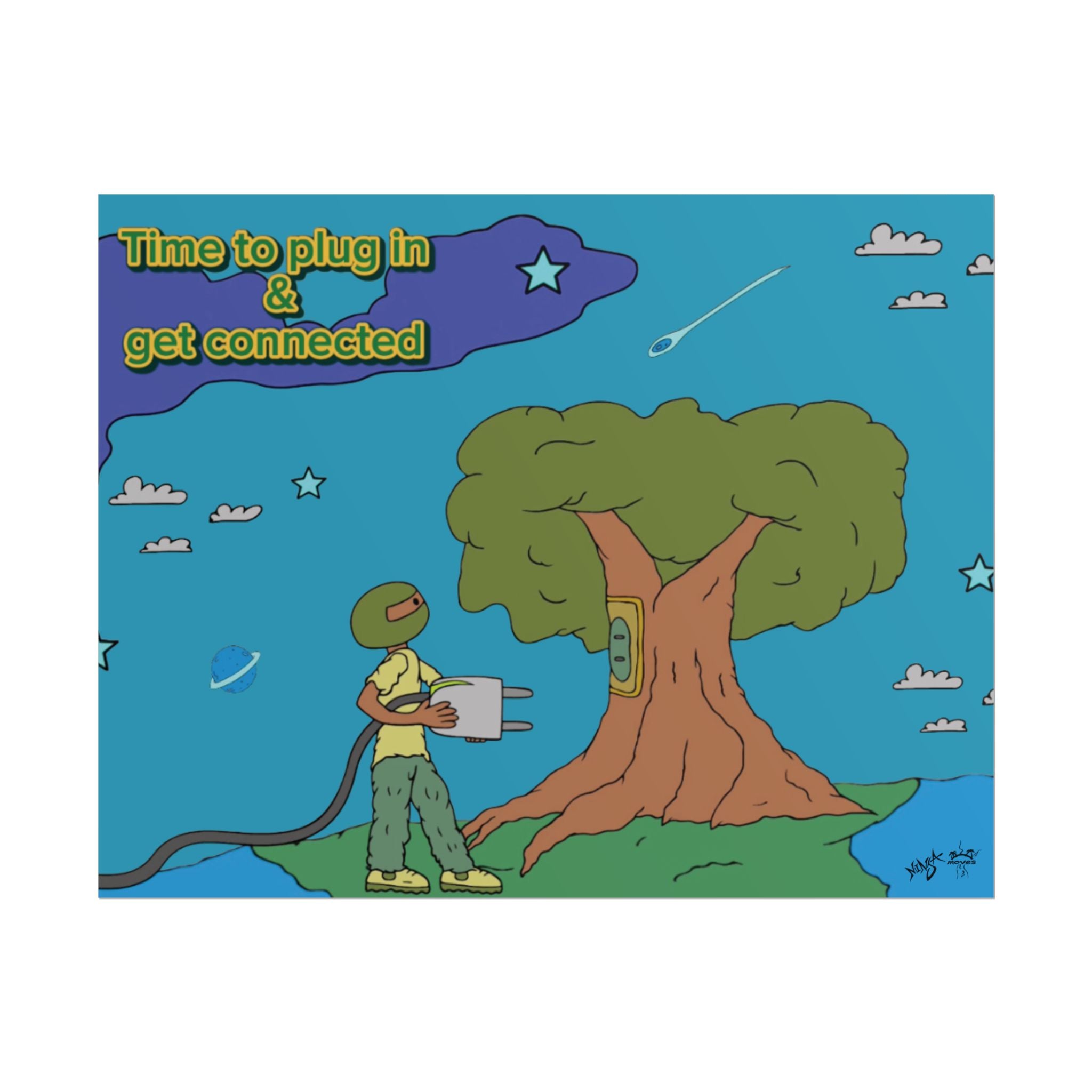 Rolled Poster — "Time to Plug In & Get Connected" Motivational Tech Wall Art