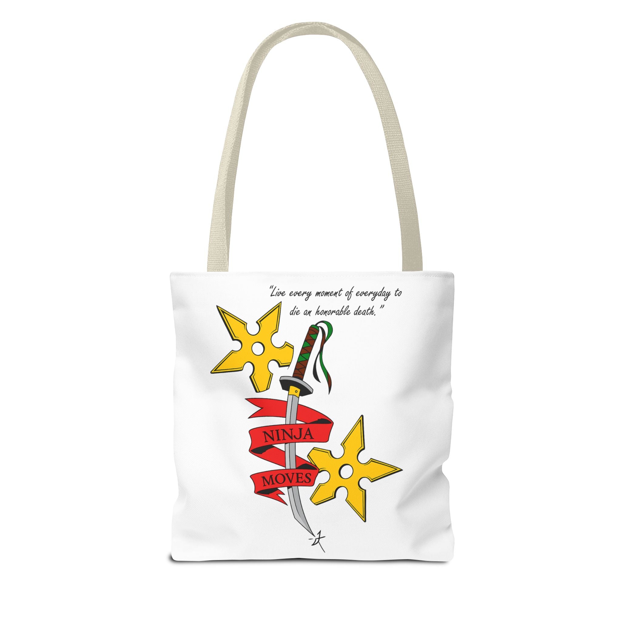 Honorable Death Tote Bag, Stylish Shopper Bag, Gift for Martial Arts Fans, Unique Graphic Tote, Motivational Quote Bag