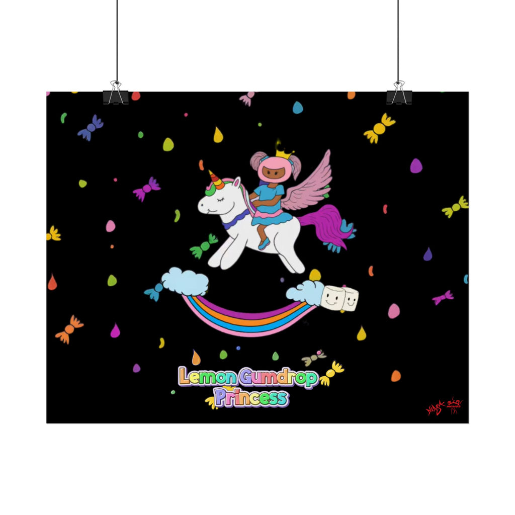 Lemon Gumdrop Princess Rolled Poster — Cute Unicorn Rainbow Wall Art