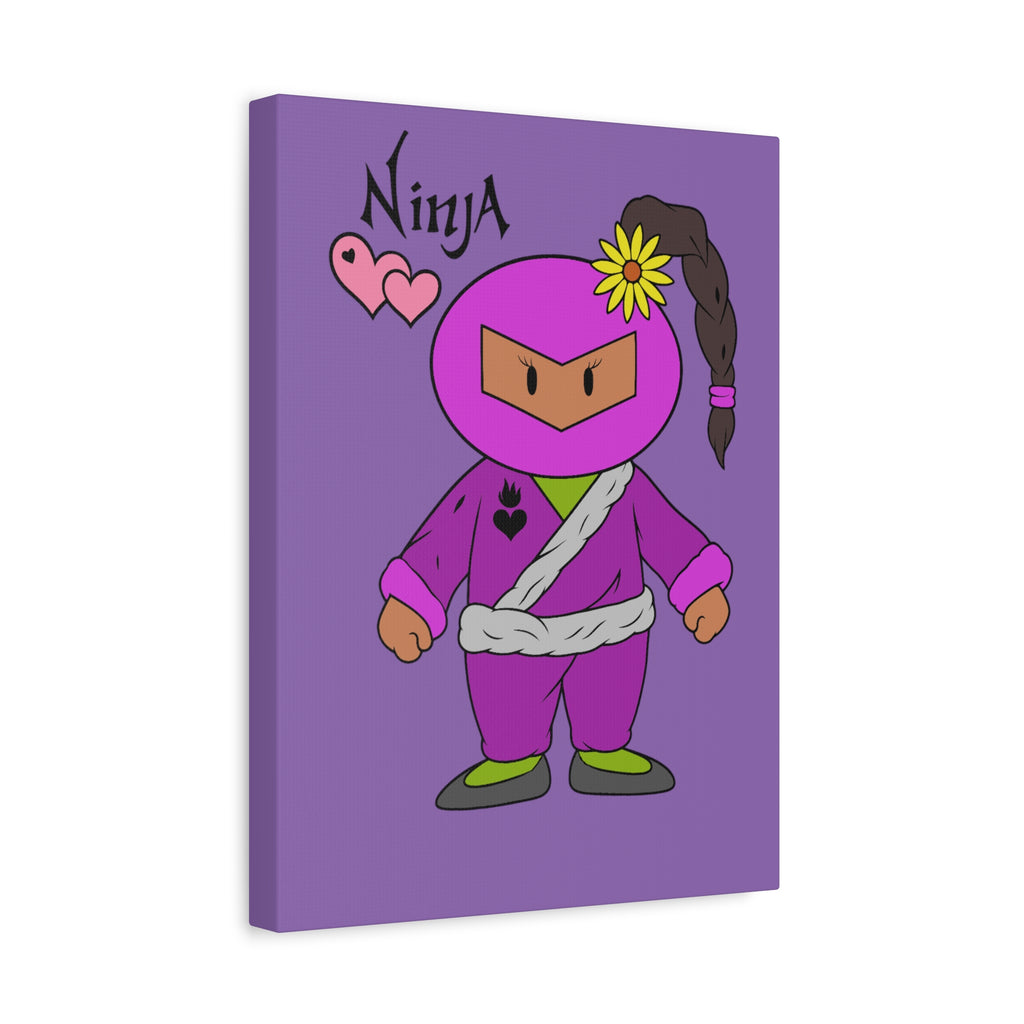 Purple Ninja Girl Canvas Art — Cute Kawaii Ninja Wall Decor