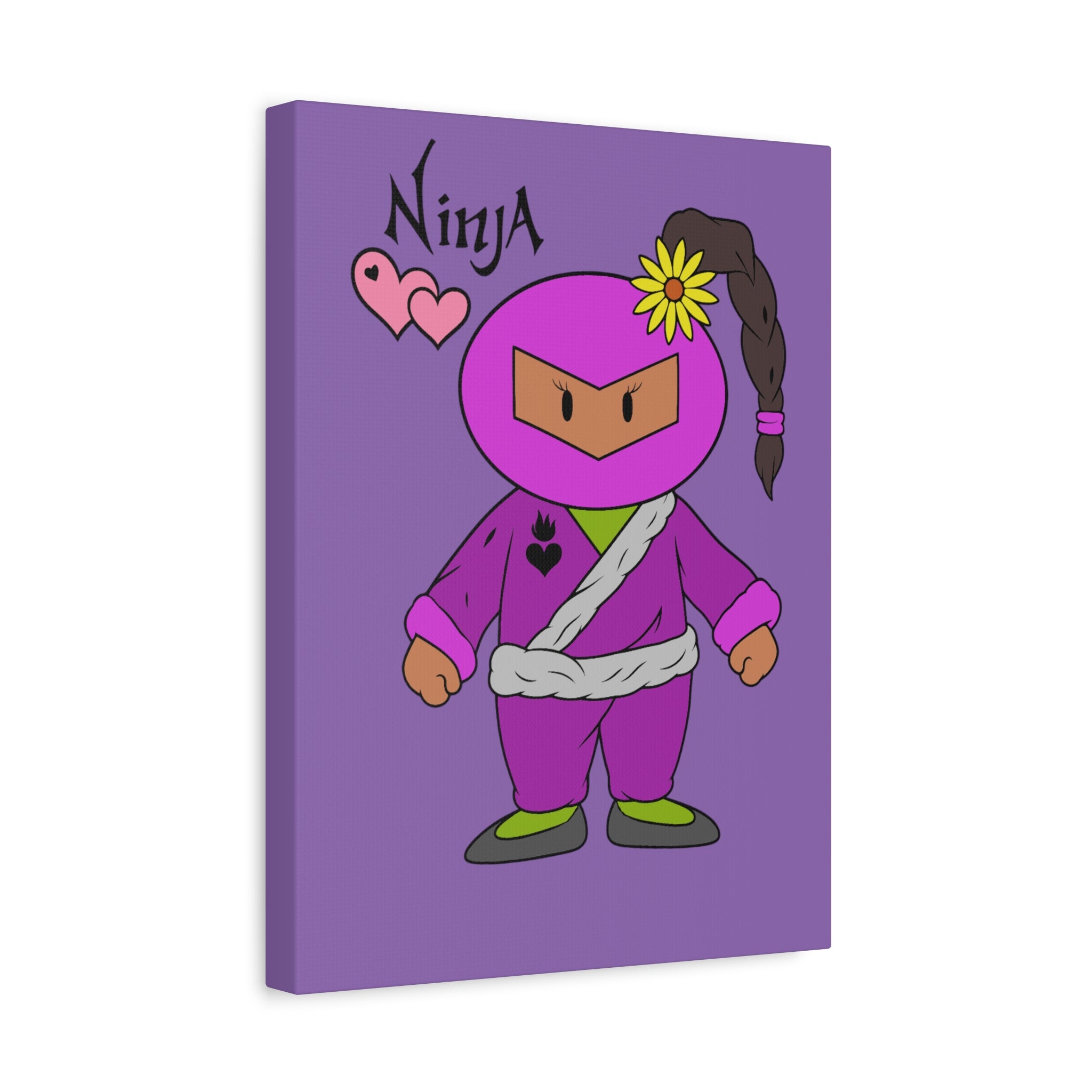 Purple Ninja Girl Canvas Art — Cute Kawaii Ninja Wall Decor