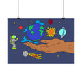Cosmic Hand Matte Poster — Earth & Space Illustration