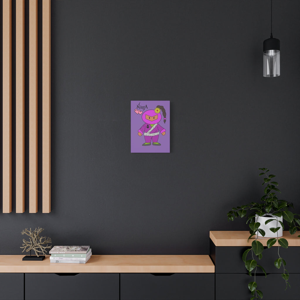 Purple Ninja Girl Canvas Art — Cute Kawaii Ninja Wall Decor