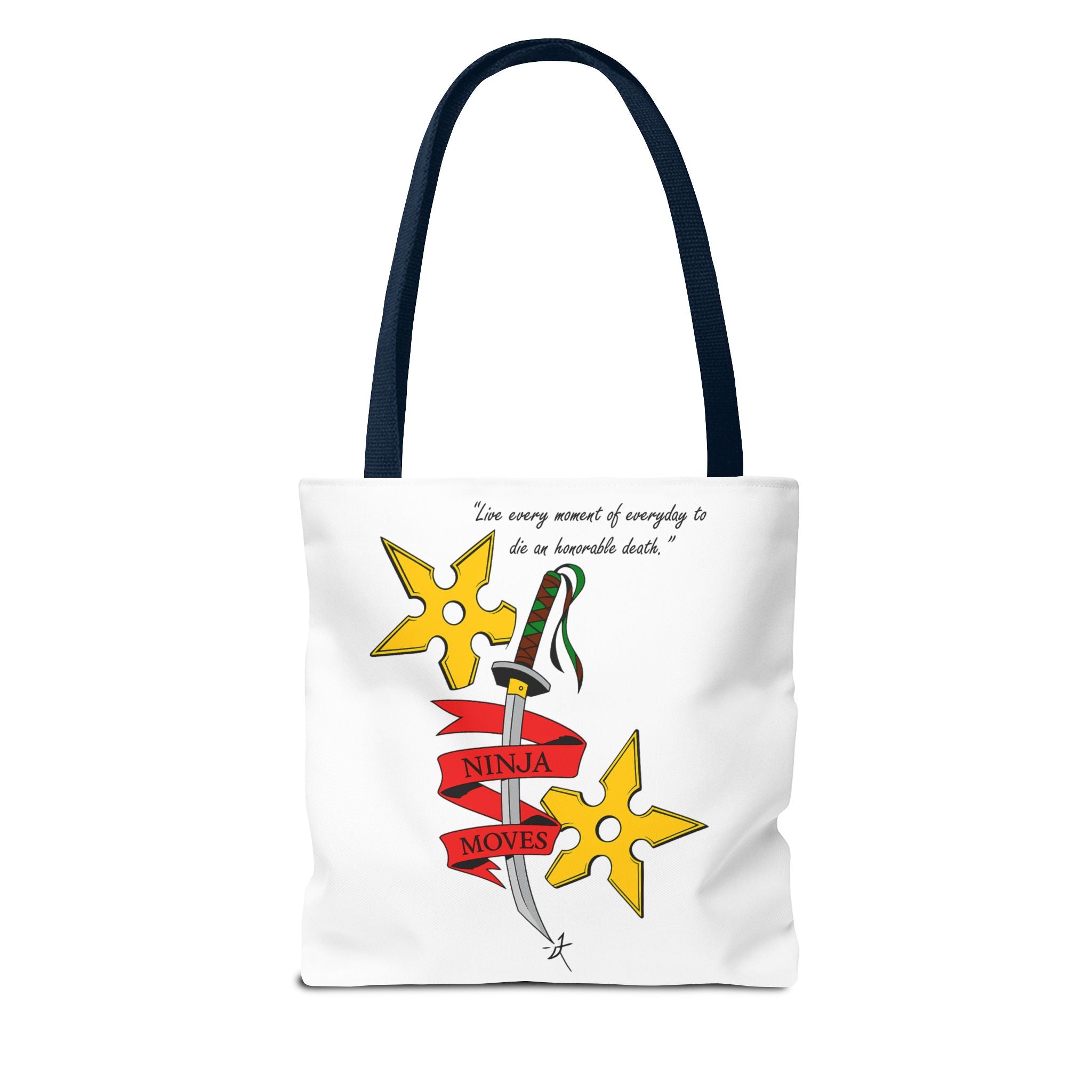Honorable Death Tote Bag, Stylish Shopper Bag, Gift for Martial Arts Fans, Unique Graphic Tote, Motivational Quote Bag