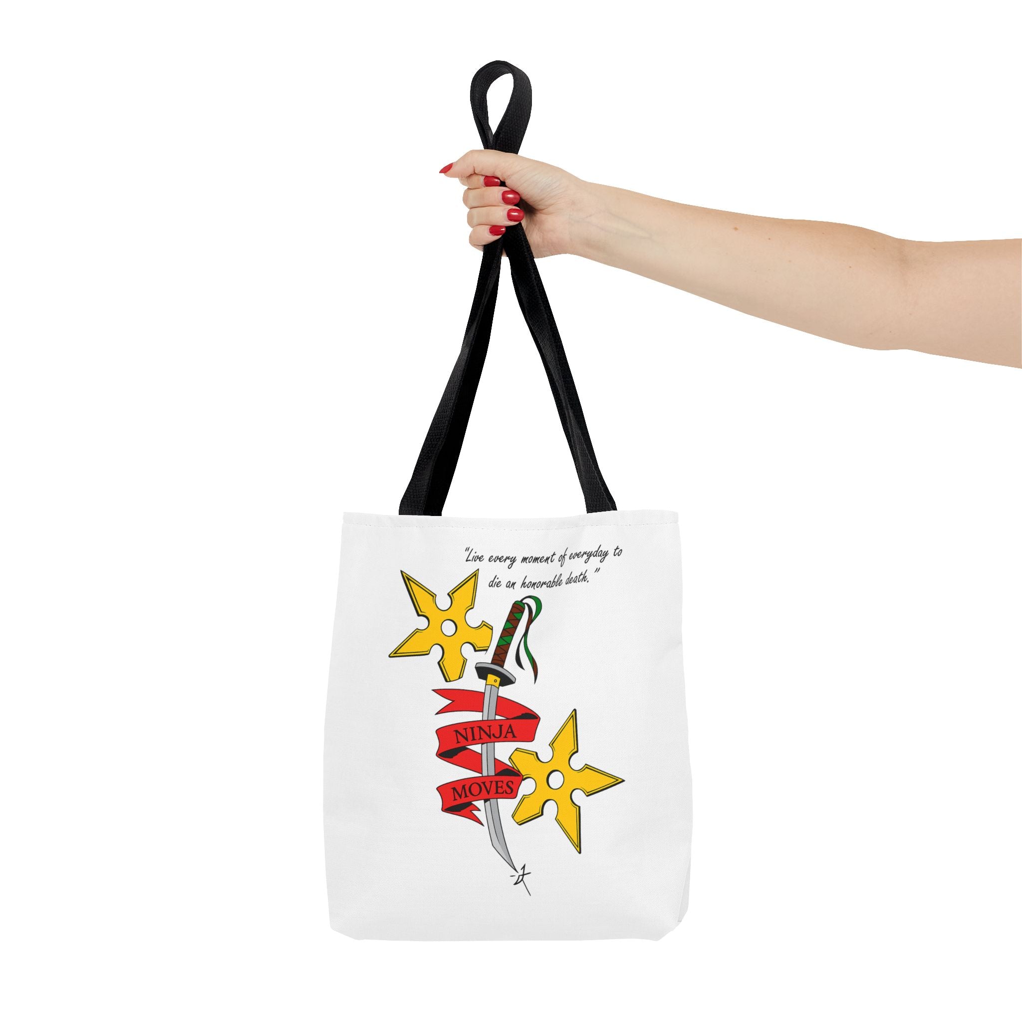 Honorable Death Tote Bag, Stylish Shopper Bag, Gift for Martial Arts Fans, Unique Graphic Tote, Motivational Quote Bag