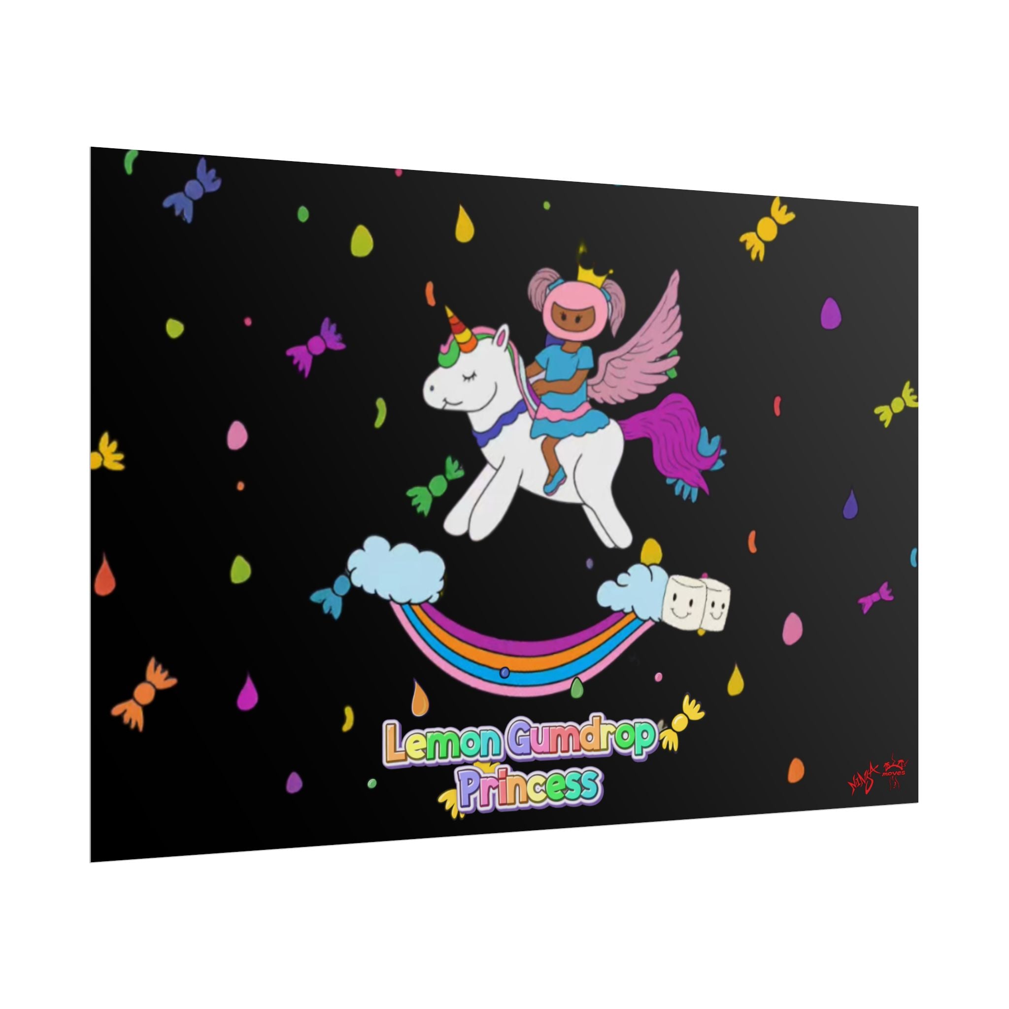Lemon Gumdrop Princess Rolled Poster — Cute Unicorn Rainbow Wall Art