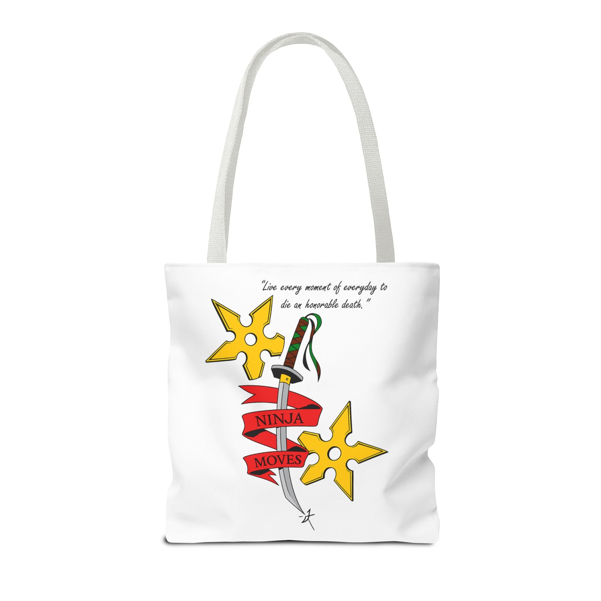 Honorable Death Tote Bag, Stylish Shopper Bag, Gift for Martial Arts Fans, Unique Graphic Tote, Motivational Quote Bag