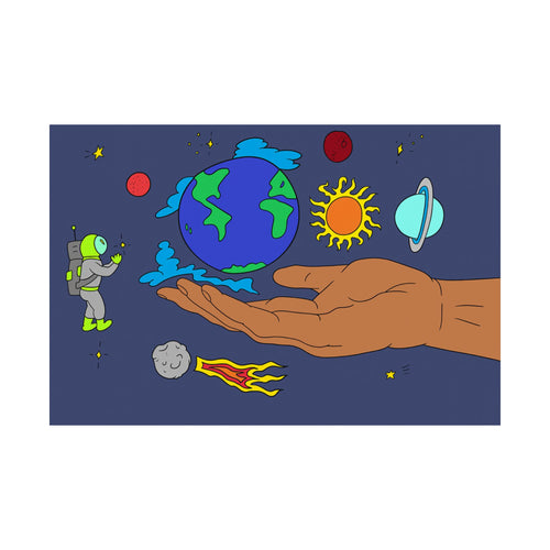 Cosmic Hand Matte Poster — Earth & Space Illustration