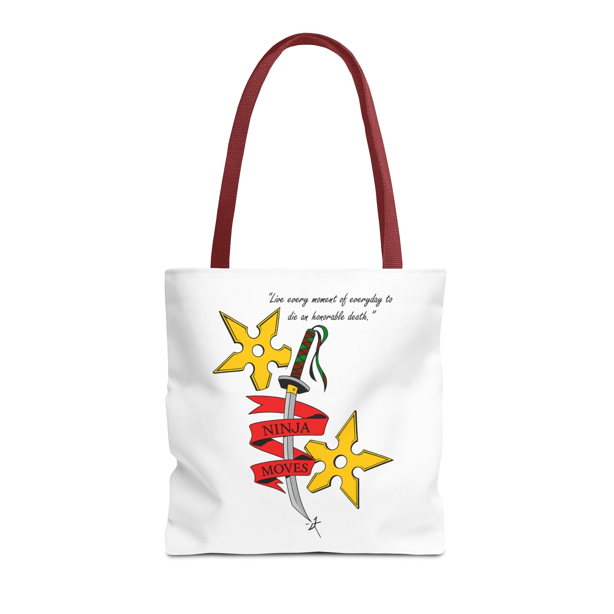 Honorable Death Tote Bag, Stylish Shopper Bag, Gift for Martial Arts Fans, Unique Graphic Tote, Motivational Quote Bag
