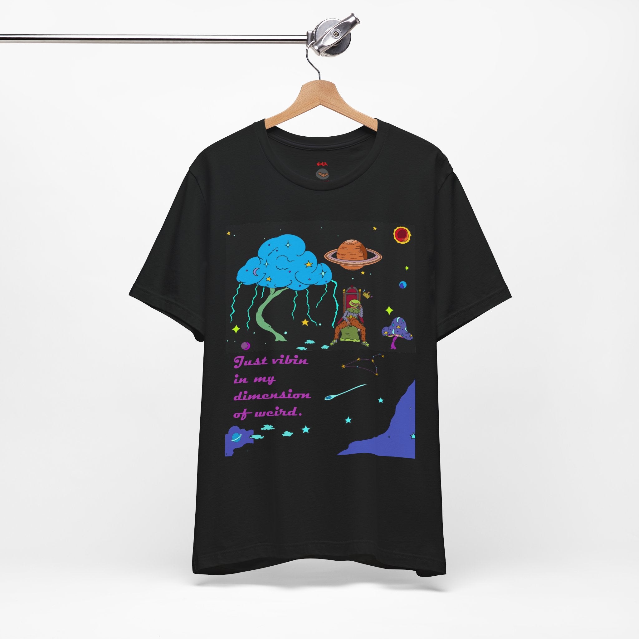 Cosmic Meditation Tee — "Just vibin in My Dimension of Weird" Graphic T-Shirt