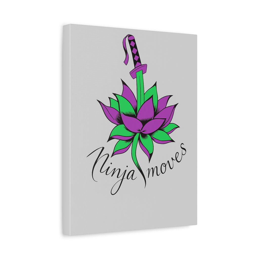 Ninja Moves Lotus Canvas Art — Purple & Green Sword Wall Decor