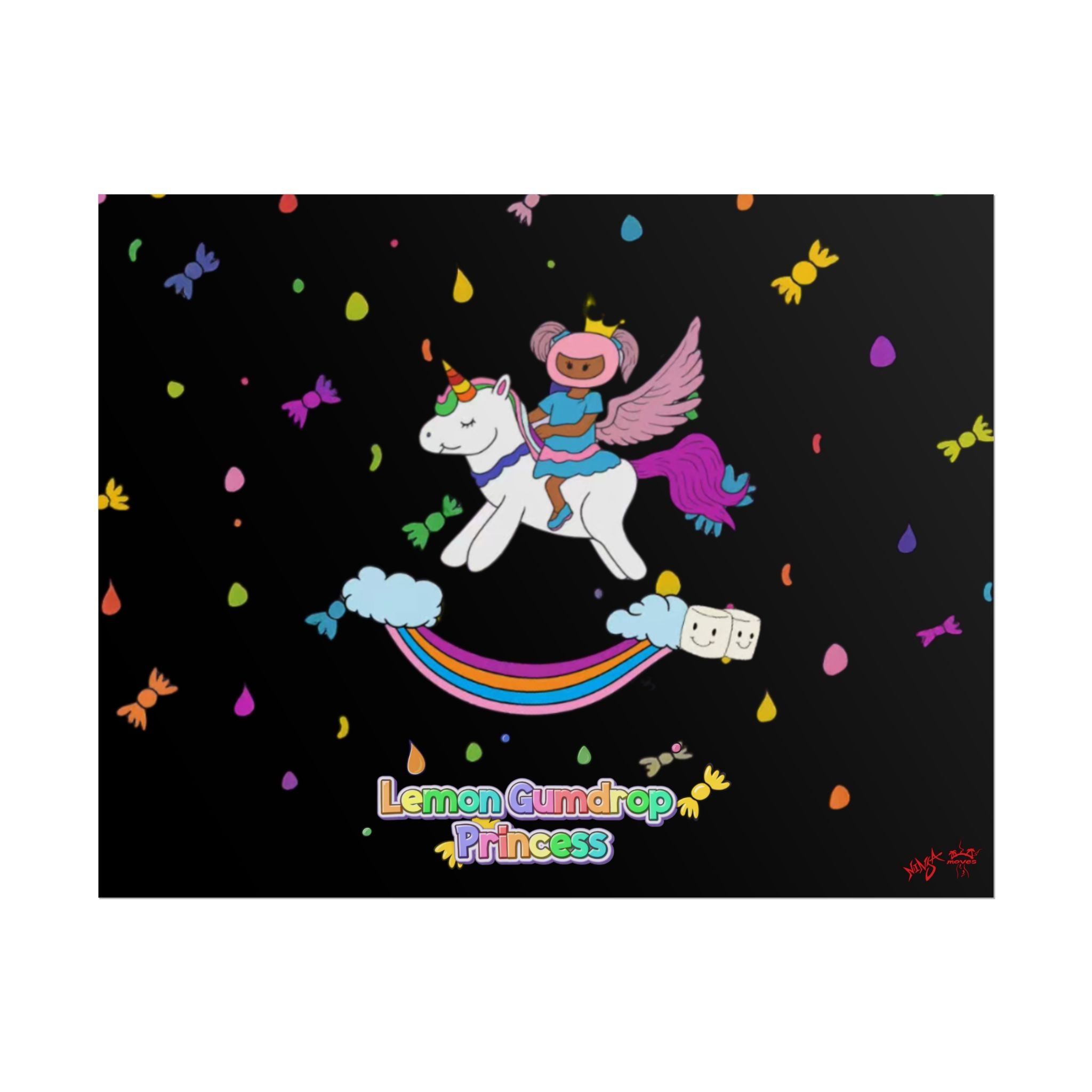 Lemon Gumdrop Princess Rolled Poster — Cute Unicorn Rainbow Wall Art