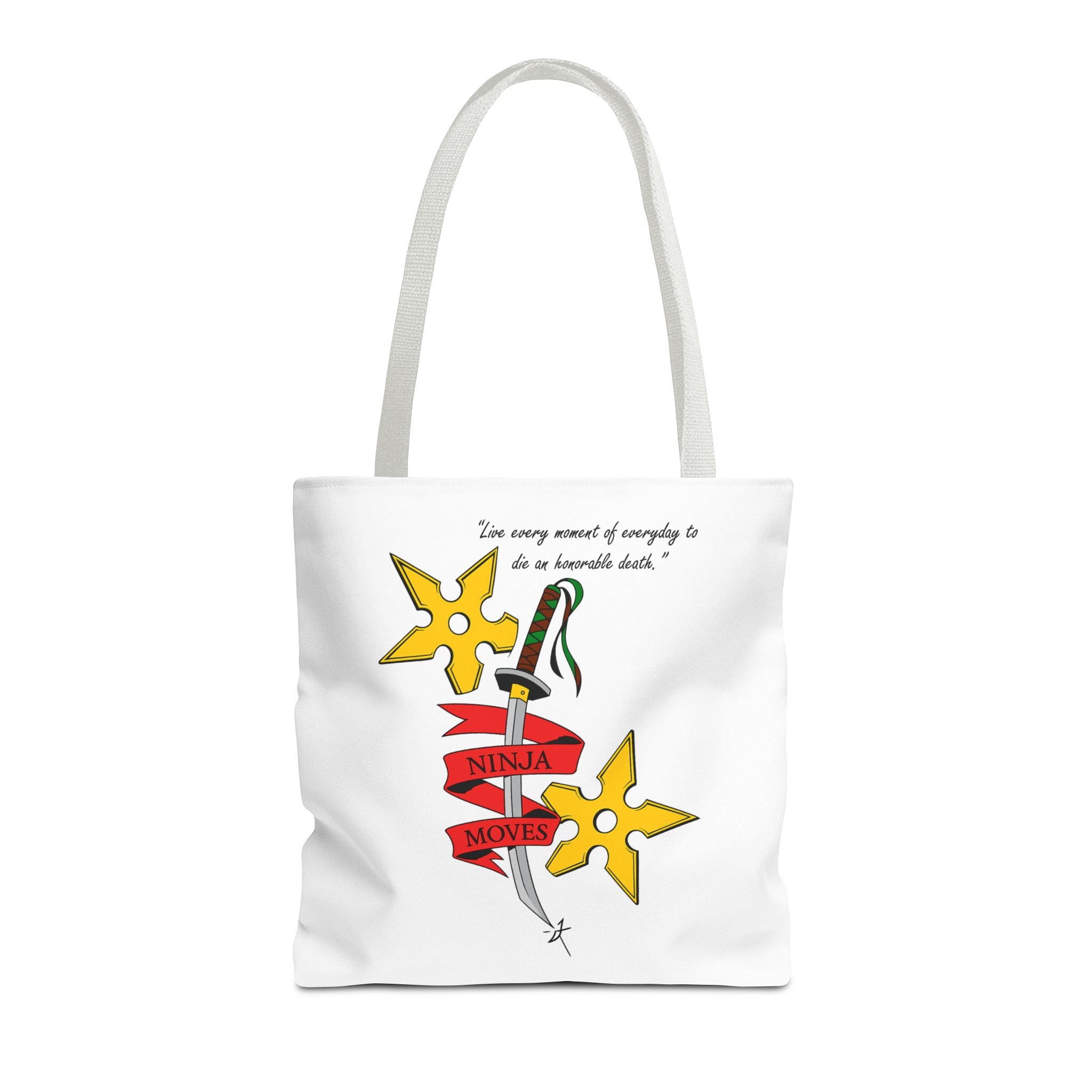 Honorable Death Tote Bag, Stylish Shopper Bag, Gift for Martial Arts Fans, Unique Graphic Tote, Motivational Quote Bag