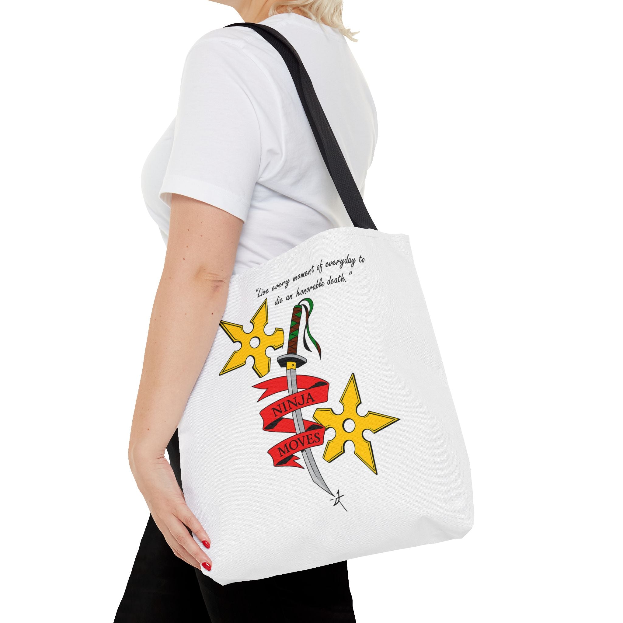 Honorable Death Tote Bag, Stylish Shopper Bag, Gift for Martial Arts Fans, Unique Graphic Tote, Motivational Quote Bag