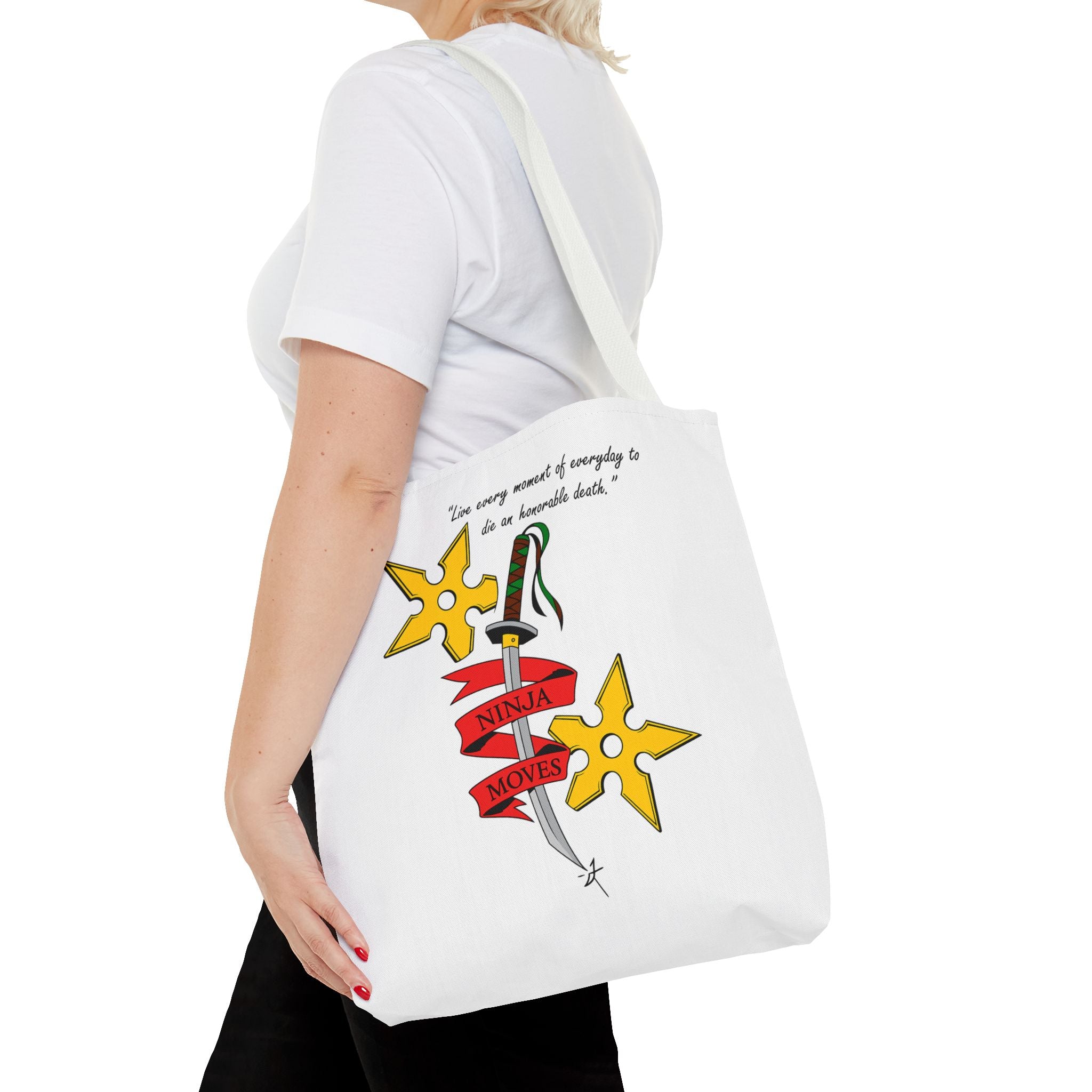 Honorable Death Tote Bag, Stylish Shopper Bag, Gift for Martial Arts Fans, Unique Graphic Tote, Motivational Quote Bag