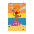 Sunset Beach Mermaid Poster — Vibrant Boho Wall Art Print