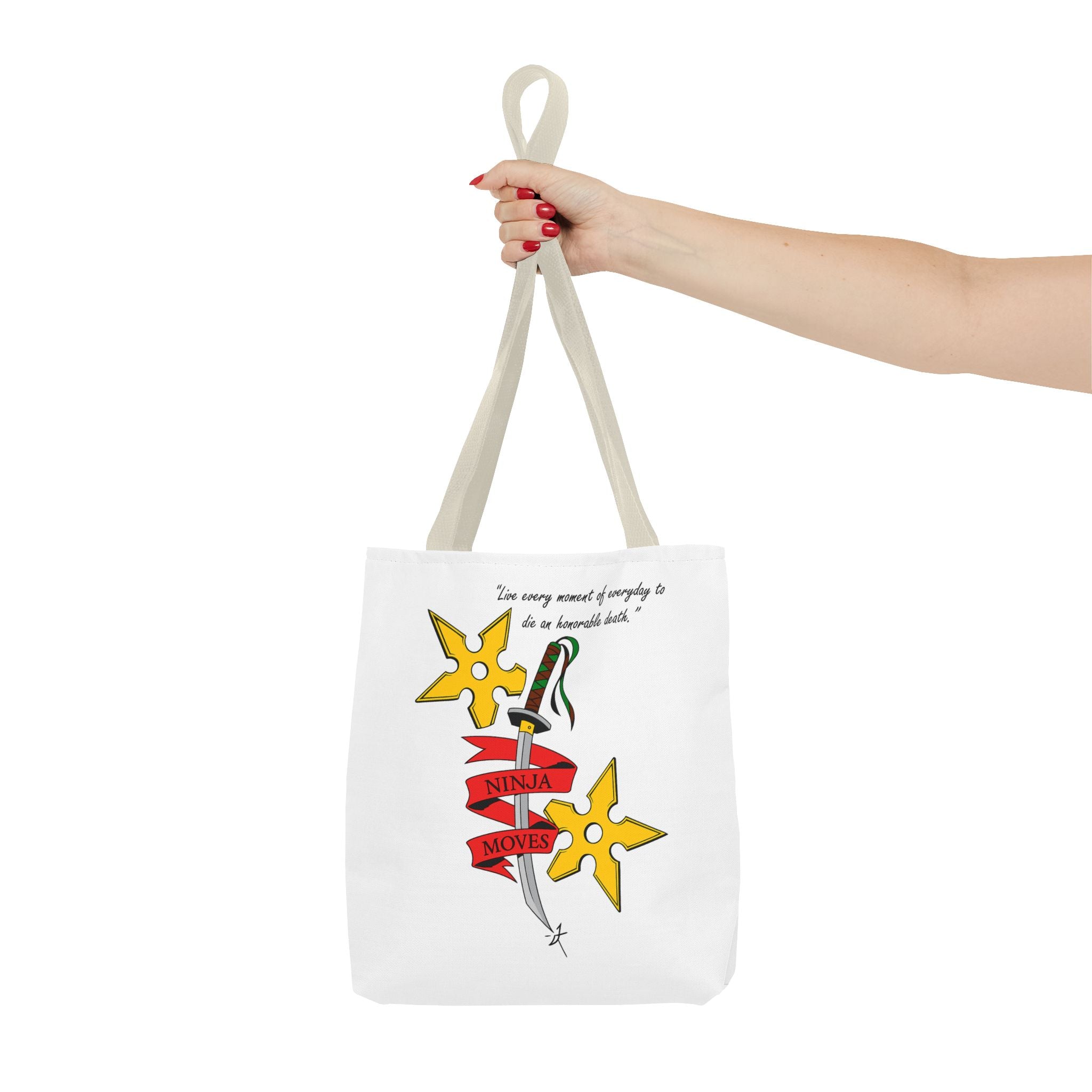 Honorable Death Tote Bag, Stylish Shopper Bag, Gift for Martial Arts Fans, Unique Graphic Tote, Motivational Quote Bag