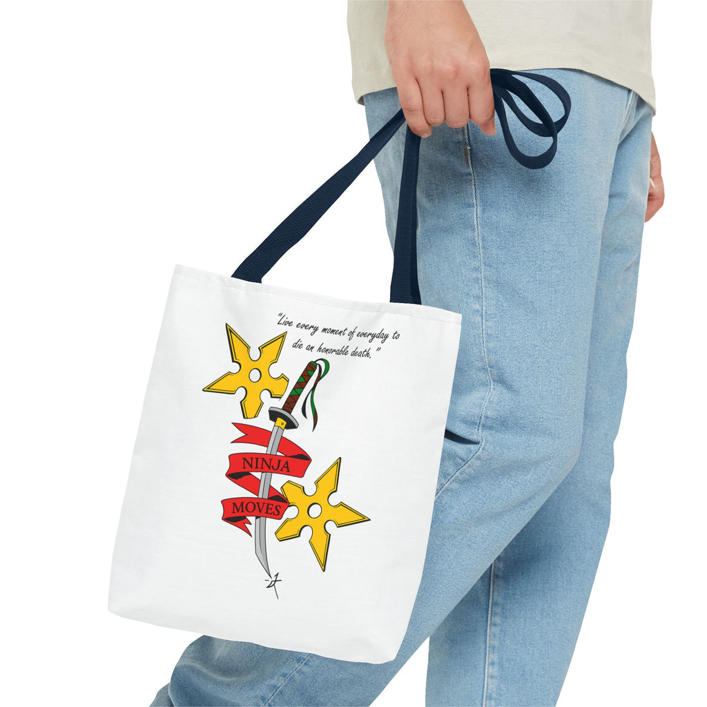 Honorable Death Tote Bag, Stylish Shopper Bag, Gift for Martial Arts Fans, Unique Graphic Tote, Motivational Quote Bag