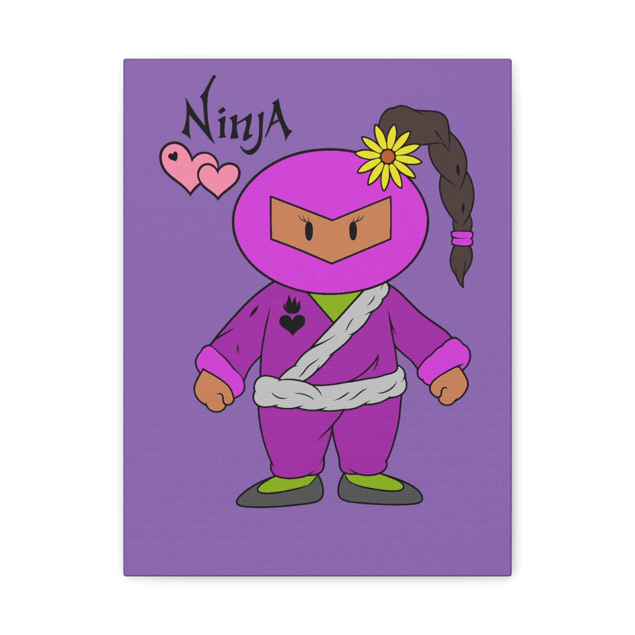 Purple Ninja Girl Canvas Art — Cute Kawaii Ninja Wall Decor