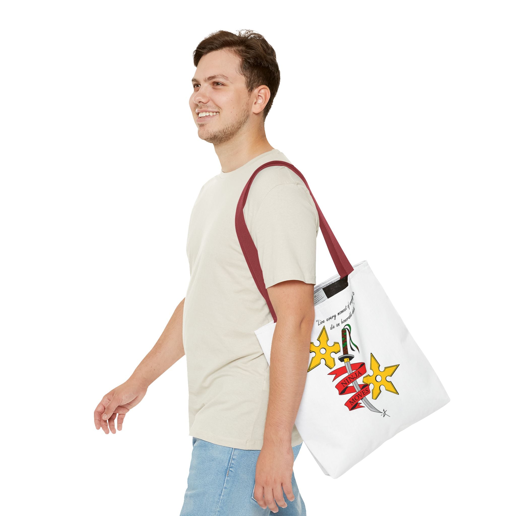 Honorable Death Tote Bag, Stylish Shopper Bag, Gift for Martial Arts Fans, Unique Graphic Tote, Motivational Quote Bag