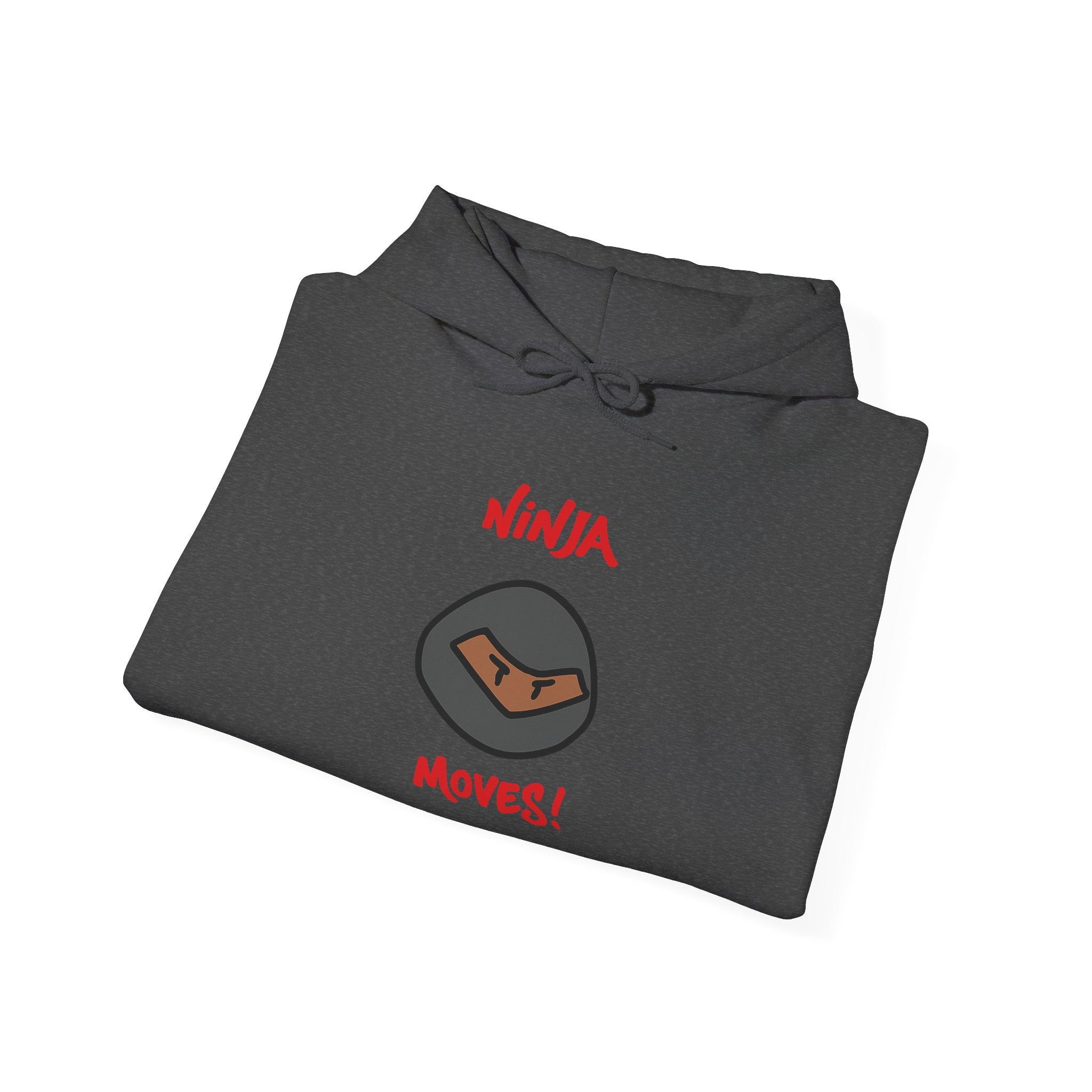 Ninja Moves Hoodie — Brand Ninja Logo with Red Sleeve Kanji