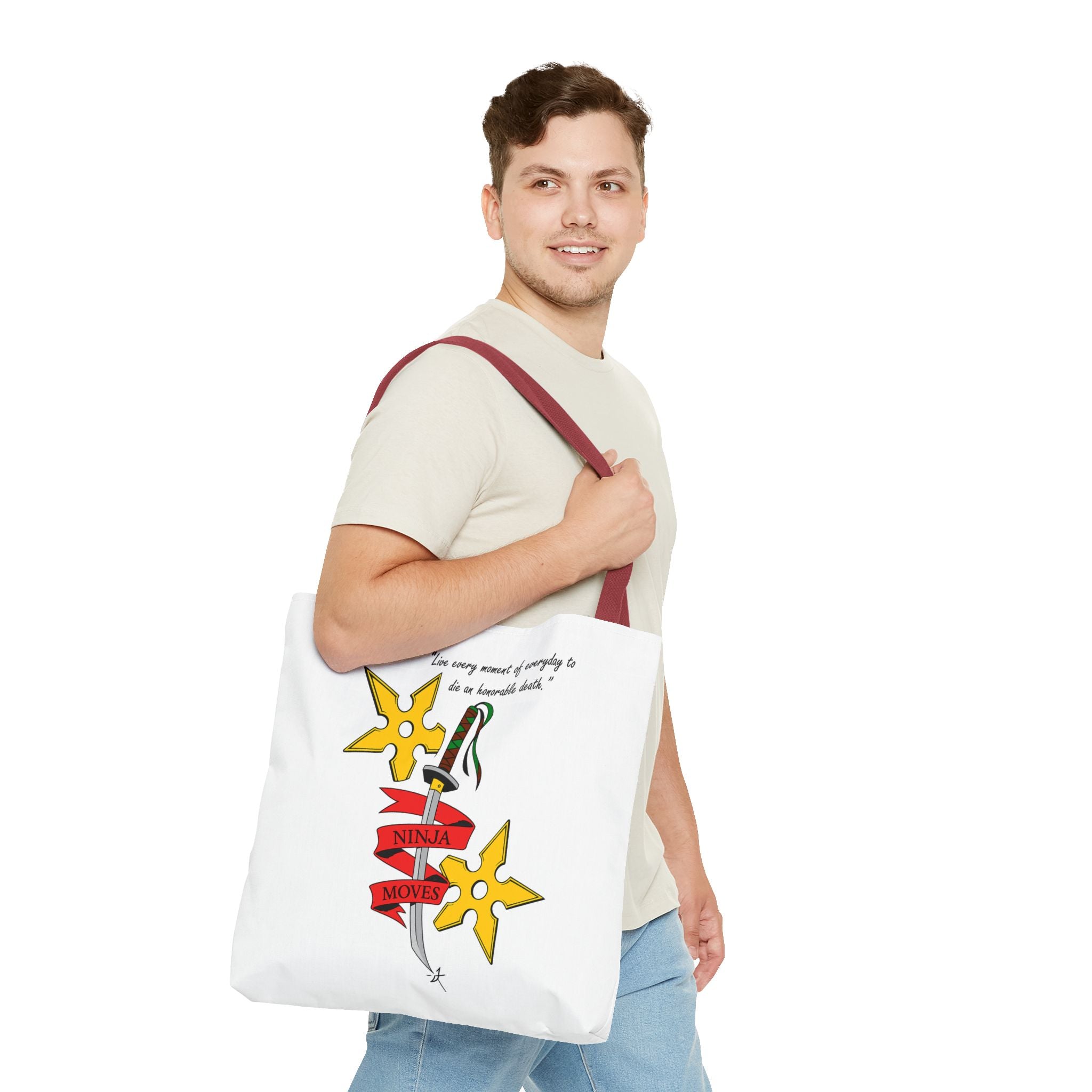 Honorable Death Tote Bag, Stylish Shopper Bag, Gift for Martial Arts Fans, Unique Graphic Tote, Motivational Quote Bag