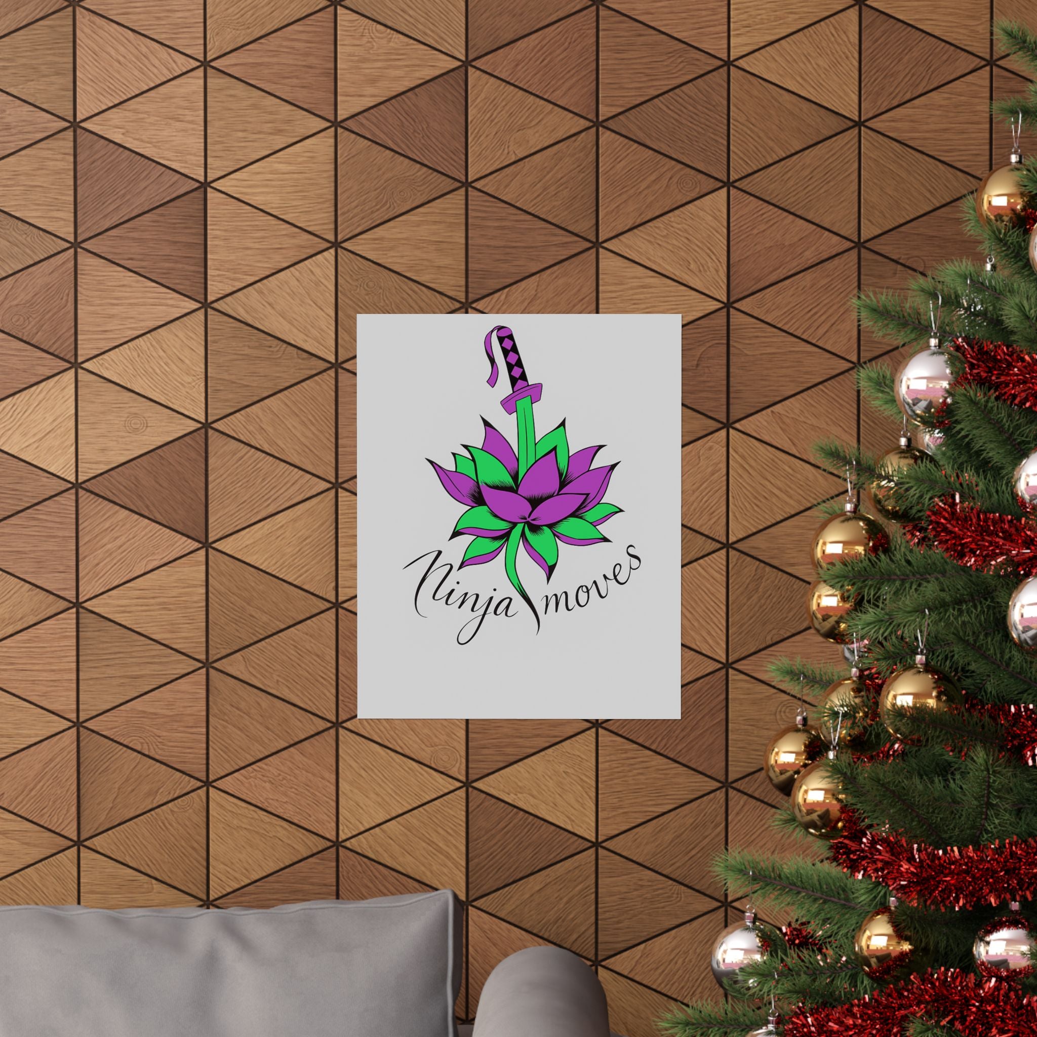 Ninja Moves Matte Poster — Purple Lotus Sword Wall Art