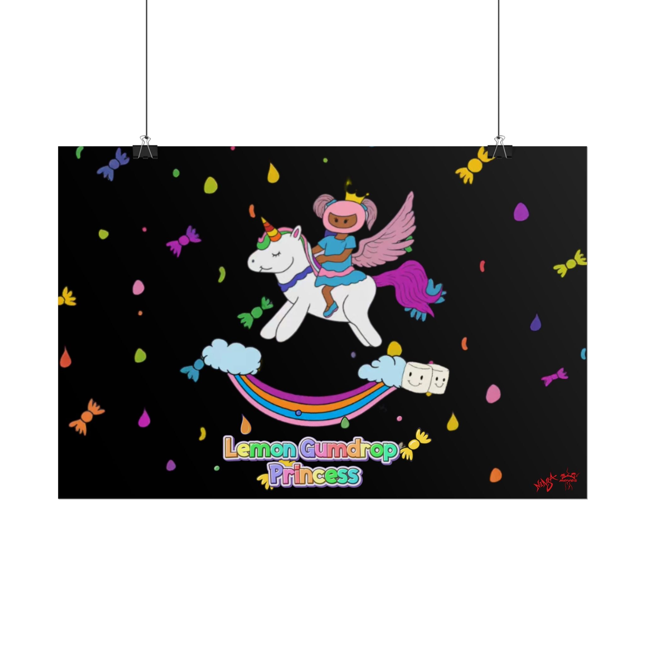 Lemon Gumdrop Princess Rolled Poster — Cute Unicorn Rainbow Wall Art